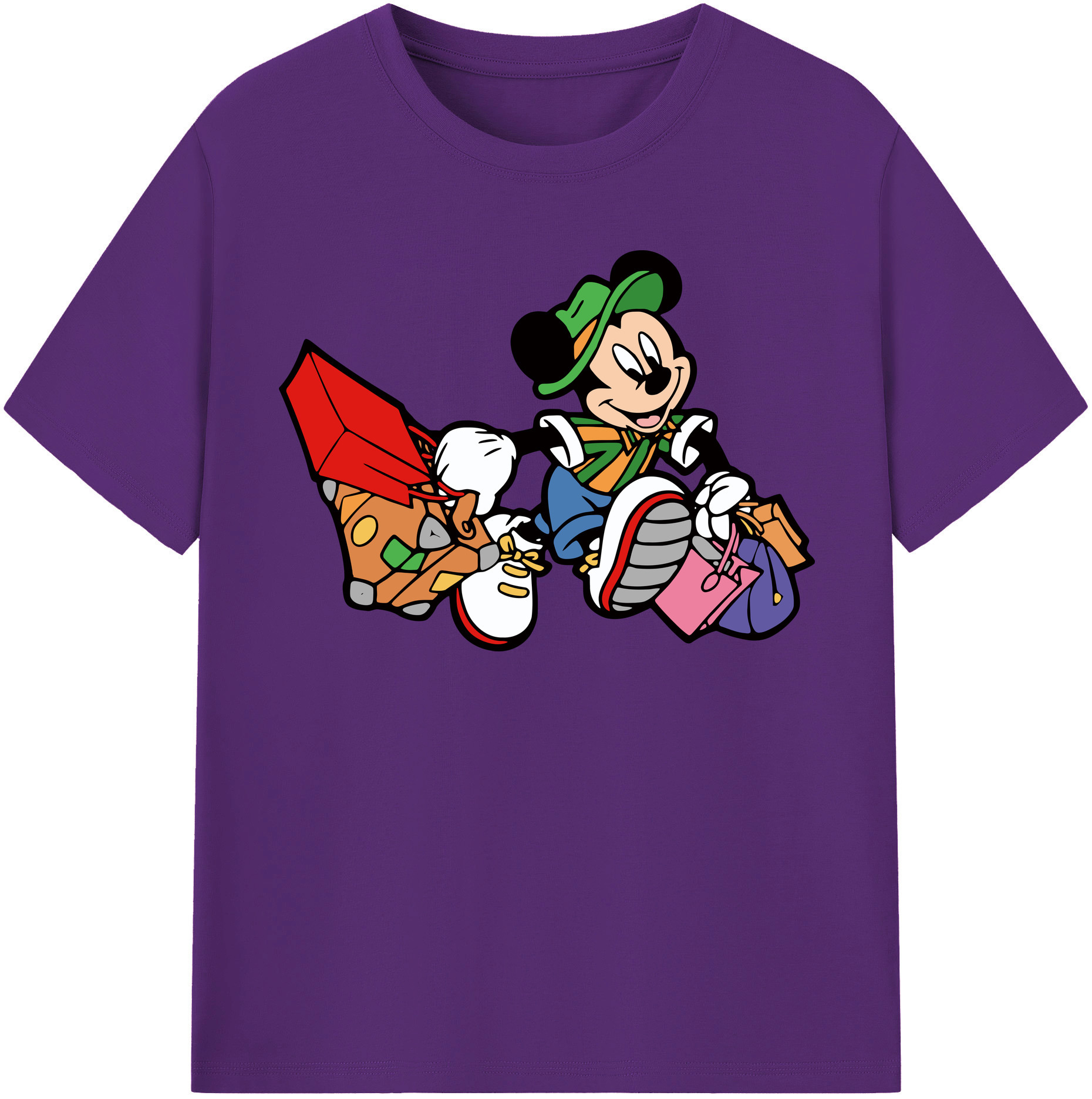 （画像用） ミッキーマウス Mickey Mouse 綿100％半袖Tシャツ（フロントプリント）