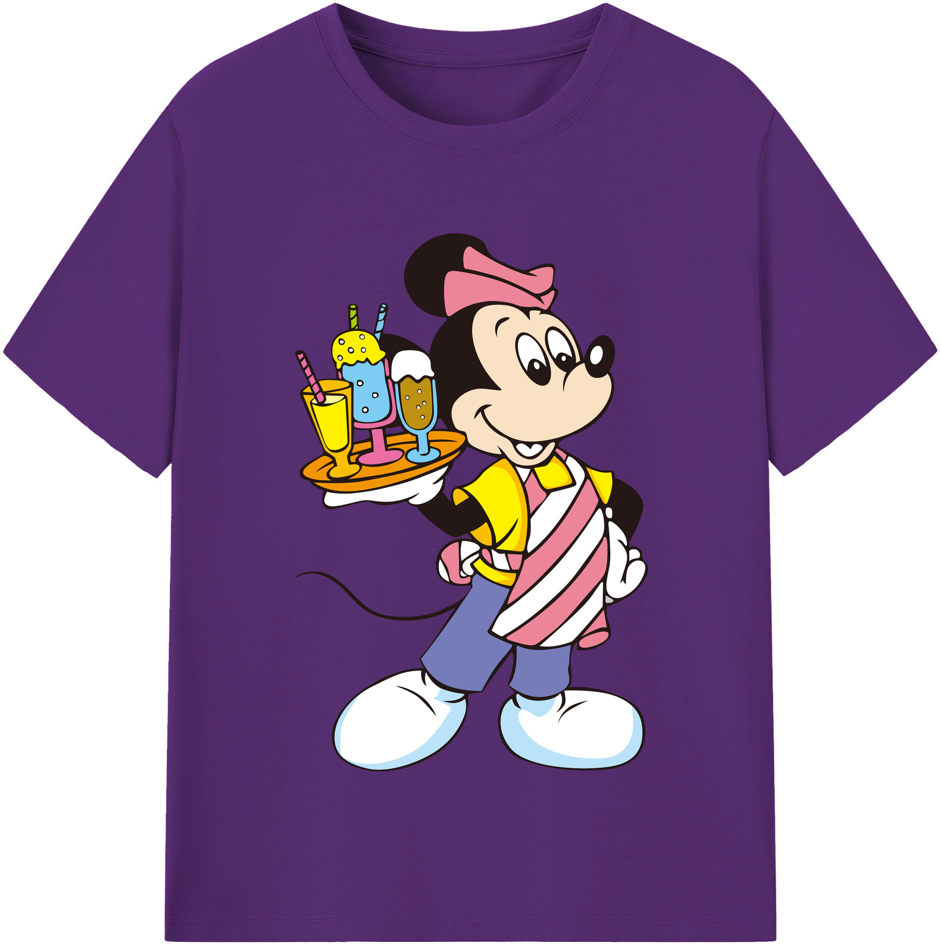 （画像用） ミッキーマウス Mickey Mouse 綿100％半袖Tシャツ（フロントプリント）