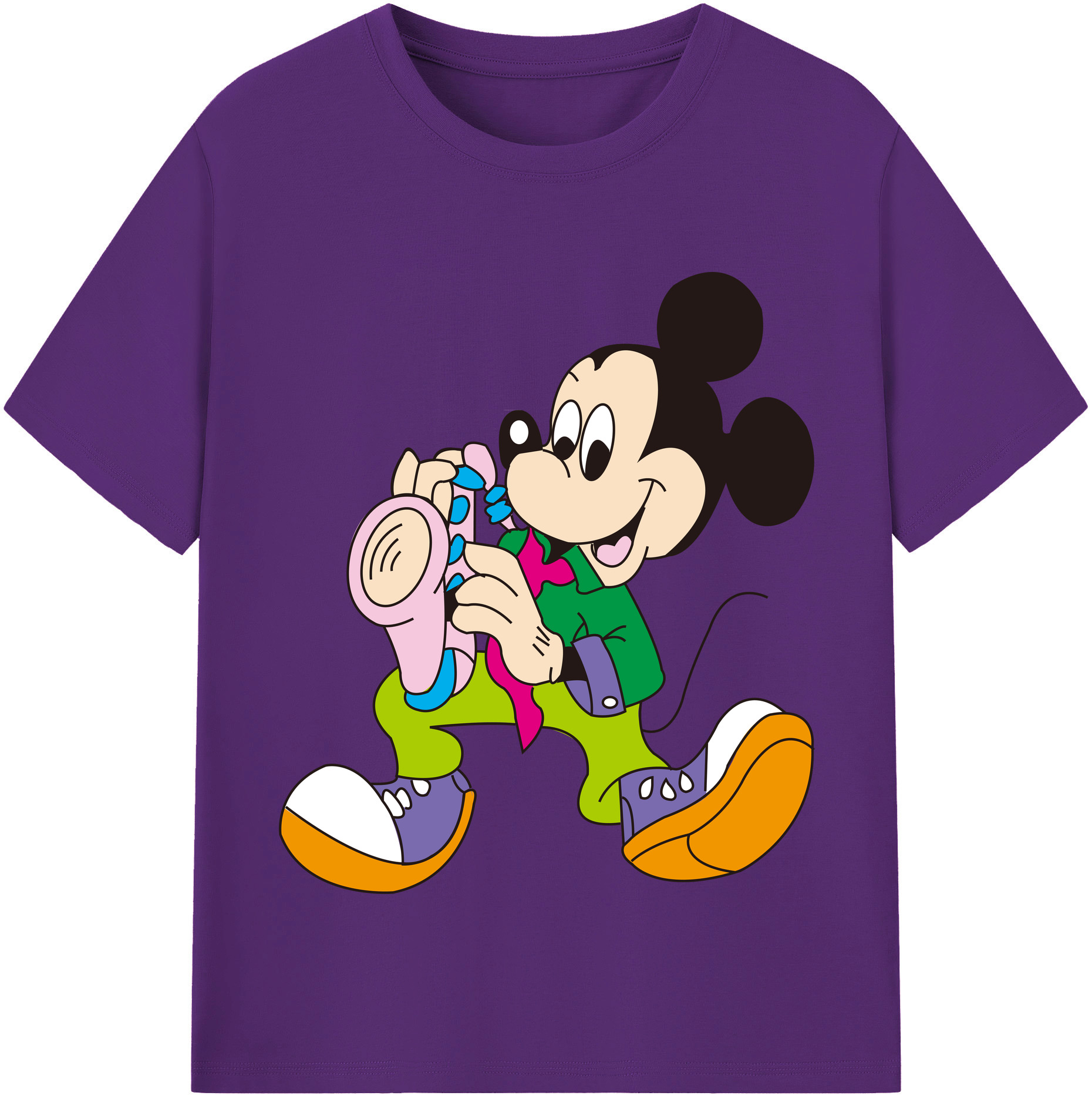 （画像用） ミッキーマウス Mickey Mouse 綿100％半袖Tシャツ（フロントプリント）