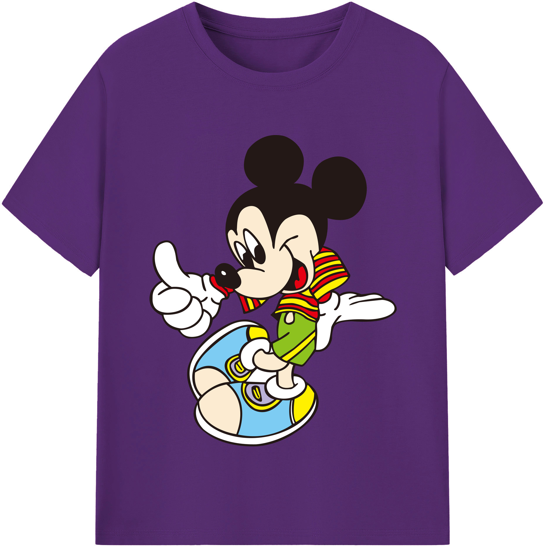 （画像用） ミッキーマウス Mickey Mouse 綿100％半袖Tシャツ（フロントプリント）