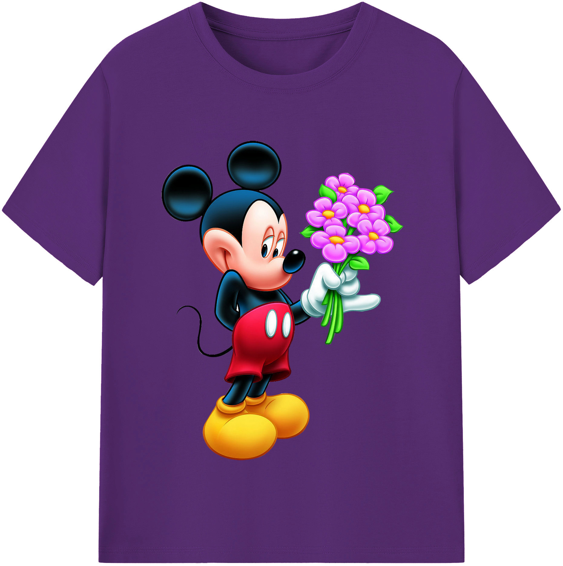 （画像用） ミッキーマウス Mickey Mouse 綿100％半袖Tシャツ（フロントプリント）