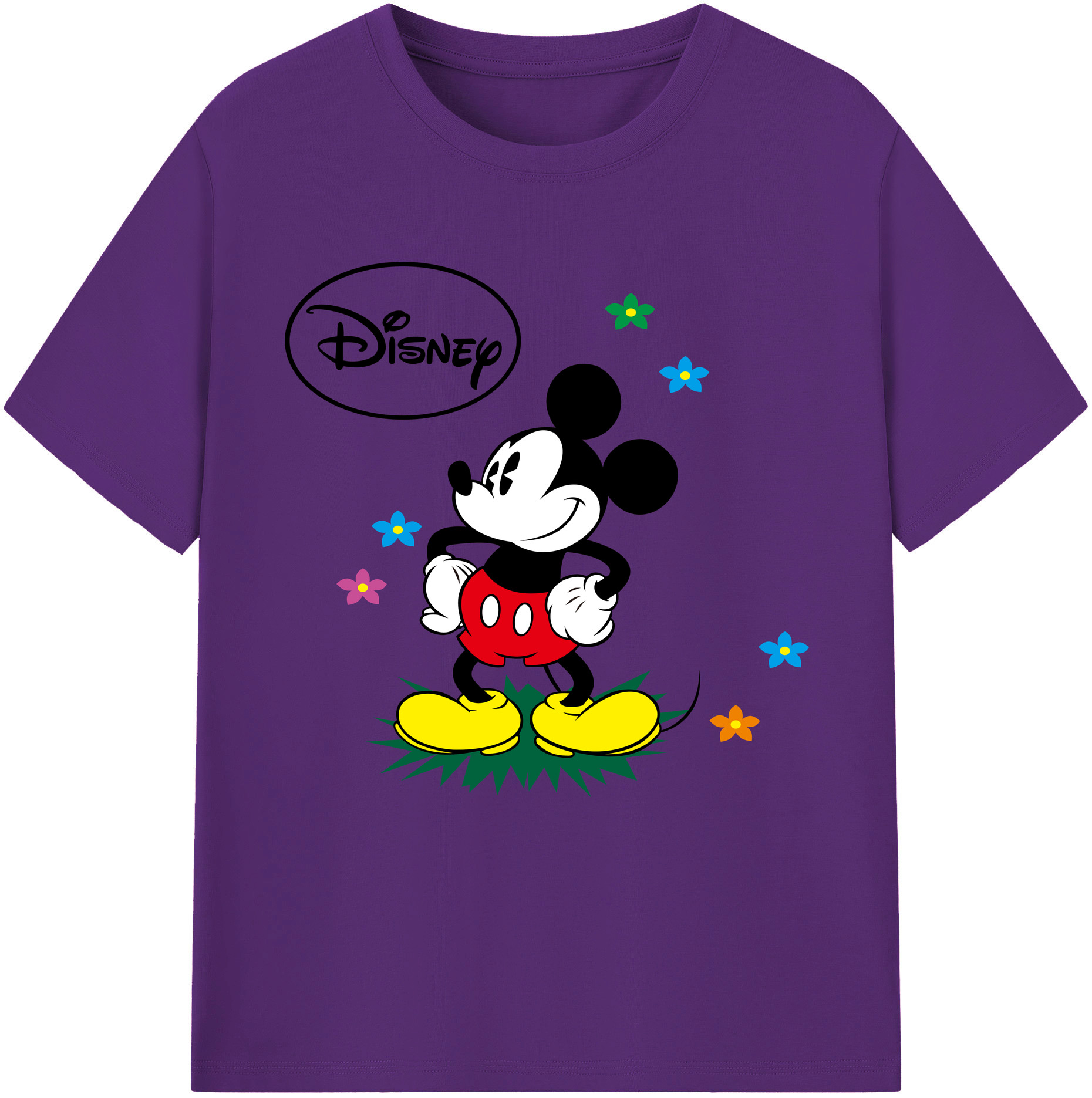 （画像用） ミッキーマウス Mickey Mouse 綿100％半袖Tシャツ（フロントプリント）