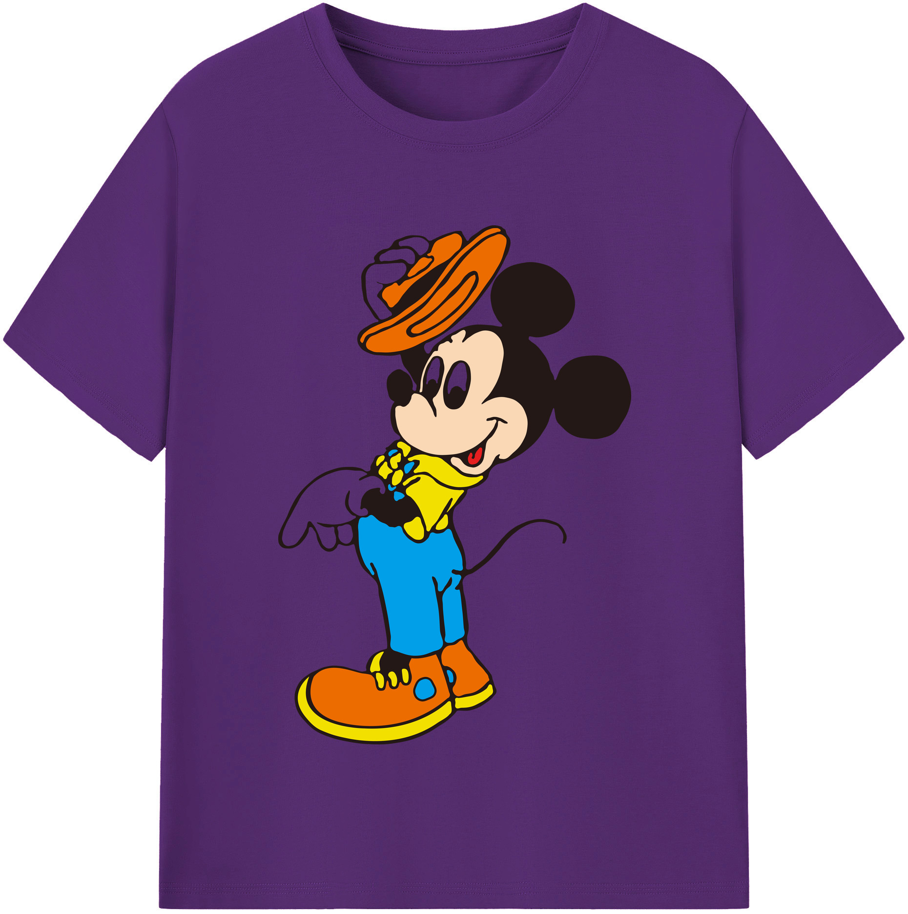（画像用） ミッキーマウス Mickey Mouse 綿100％半袖Tシャツ（フロントプリント）
