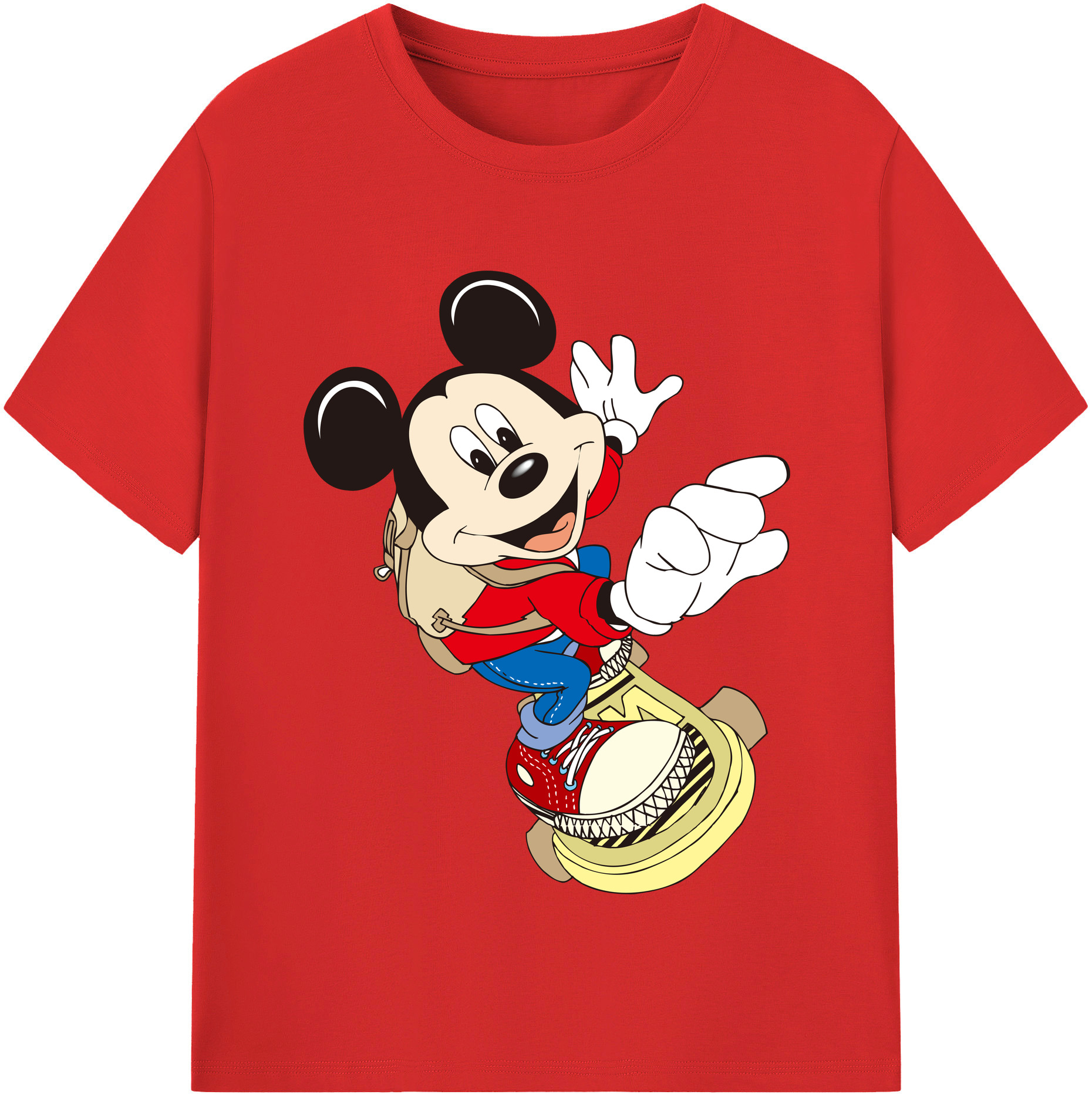 （画像用） ミッキーマウス Mickey Mouse 綿100％半袖Tシャツ（フロントプリント）