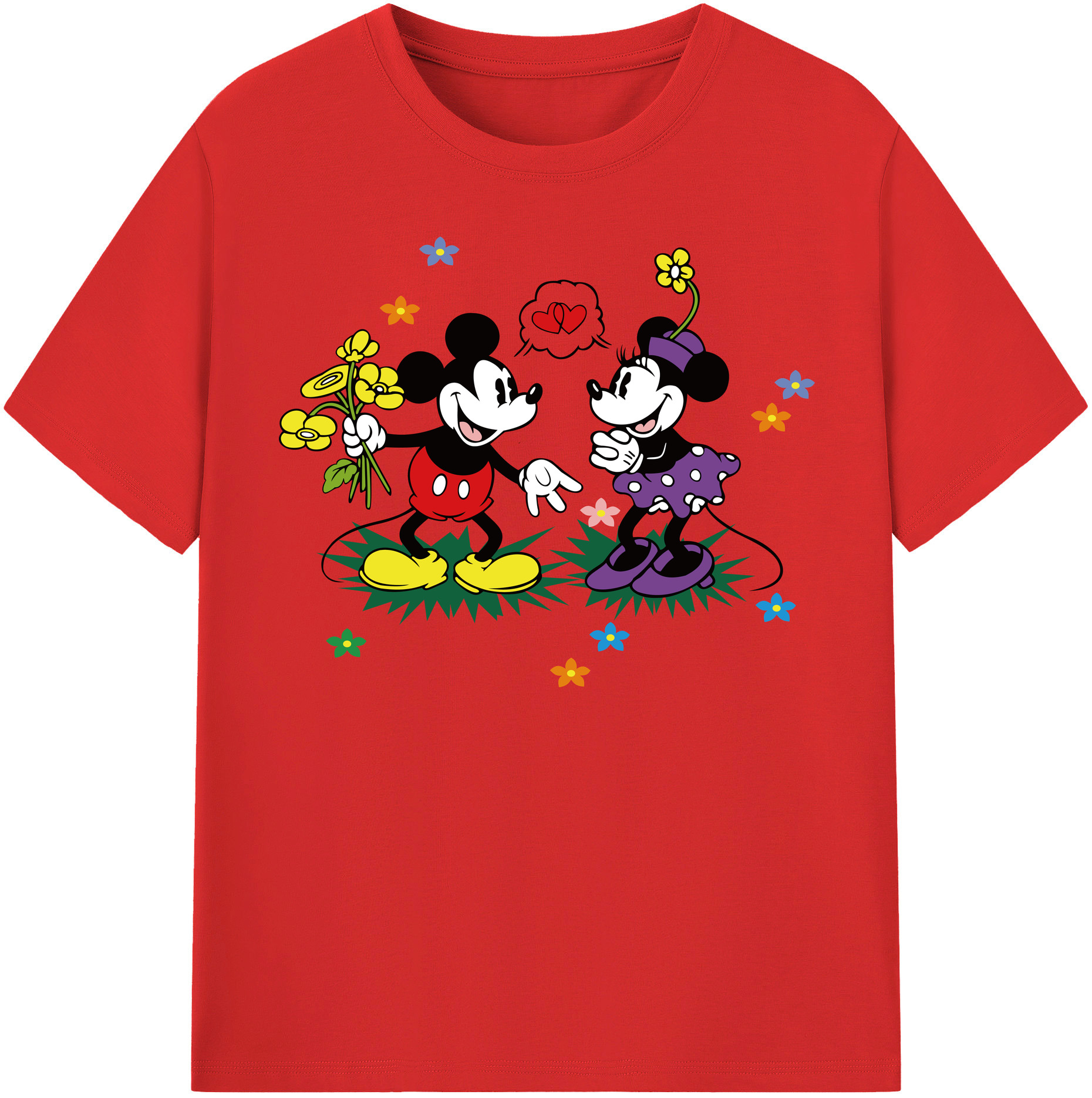 （画像用） ミッキーマウス Mickey Mouse 綿100％半袖Tシャツ（フロントプリント）