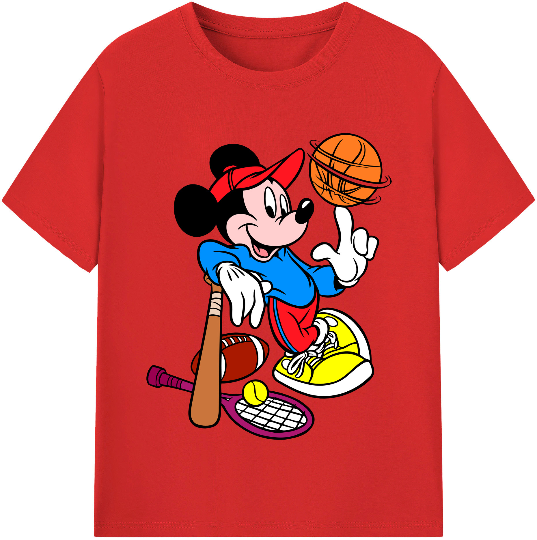 （画像用） ミッキーマウス Mickey Mouse 綿100％半袖Tシャツ（フロントプリント）