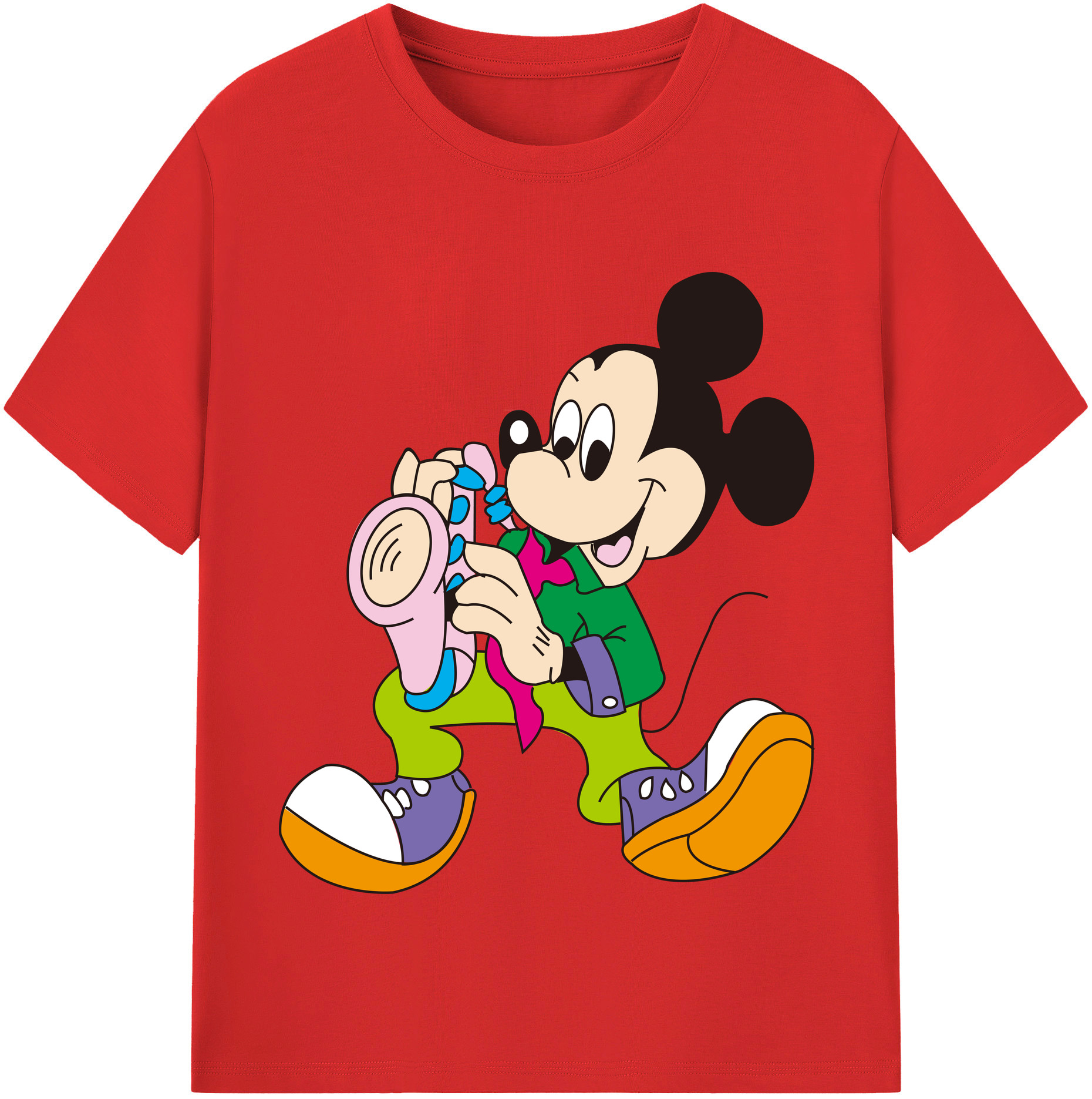 （画像用） ミッキーマウス Mickey Mouse 綿100％半袖Tシャツ（フロントプリント）
