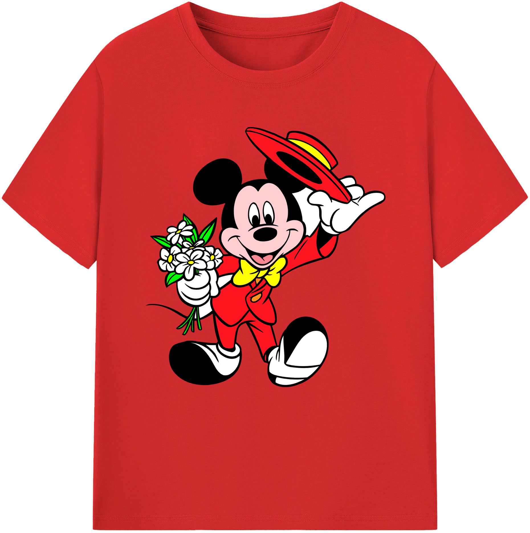 （画像用） ミッキーマウス Mickey Mouse 綿100％半袖Tシャツ（フロントプリント）