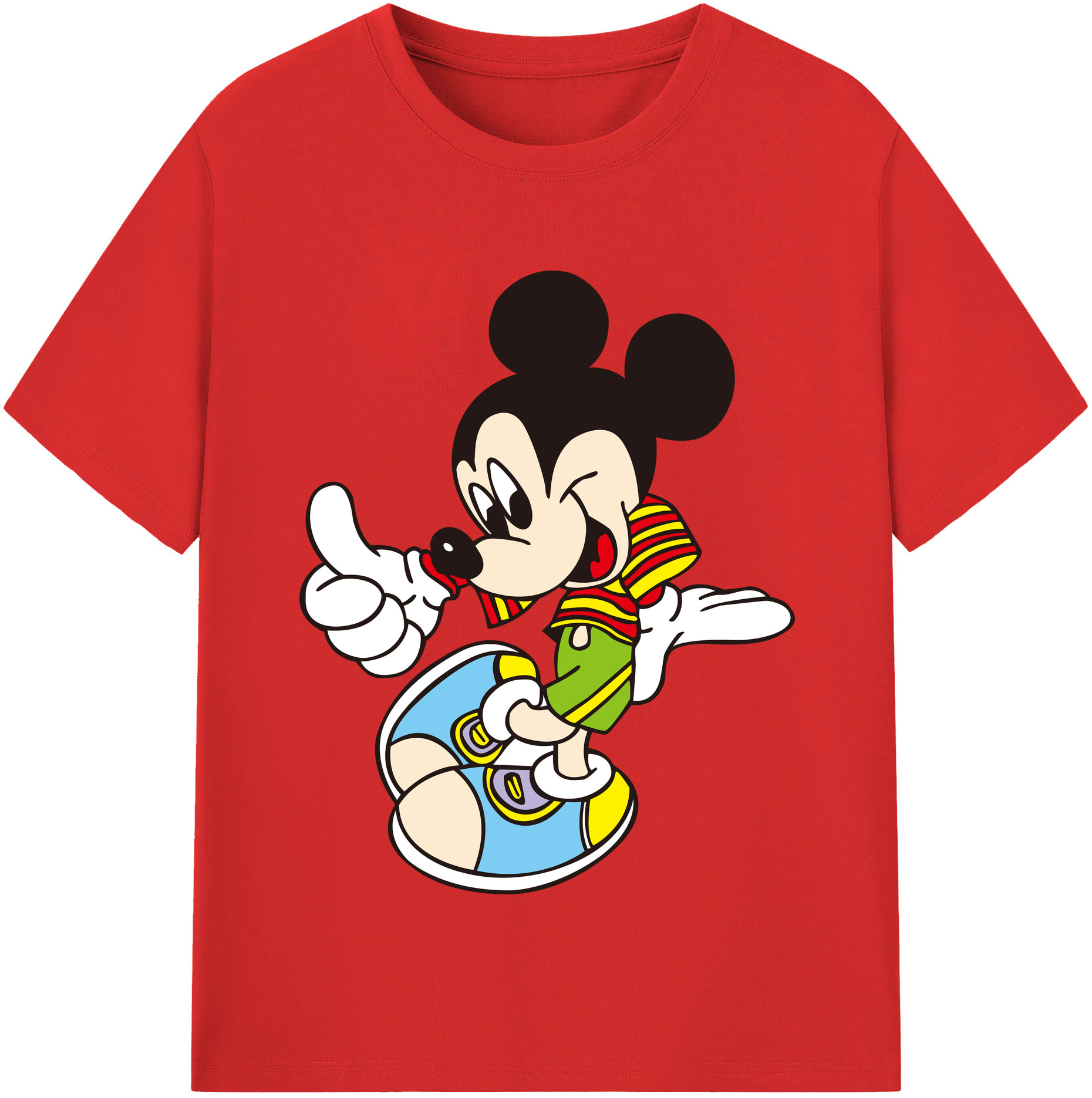 （画像用） ミッキーマウス Mickey Mouse 綿100％半袖Tシャツ（フロントプリント）