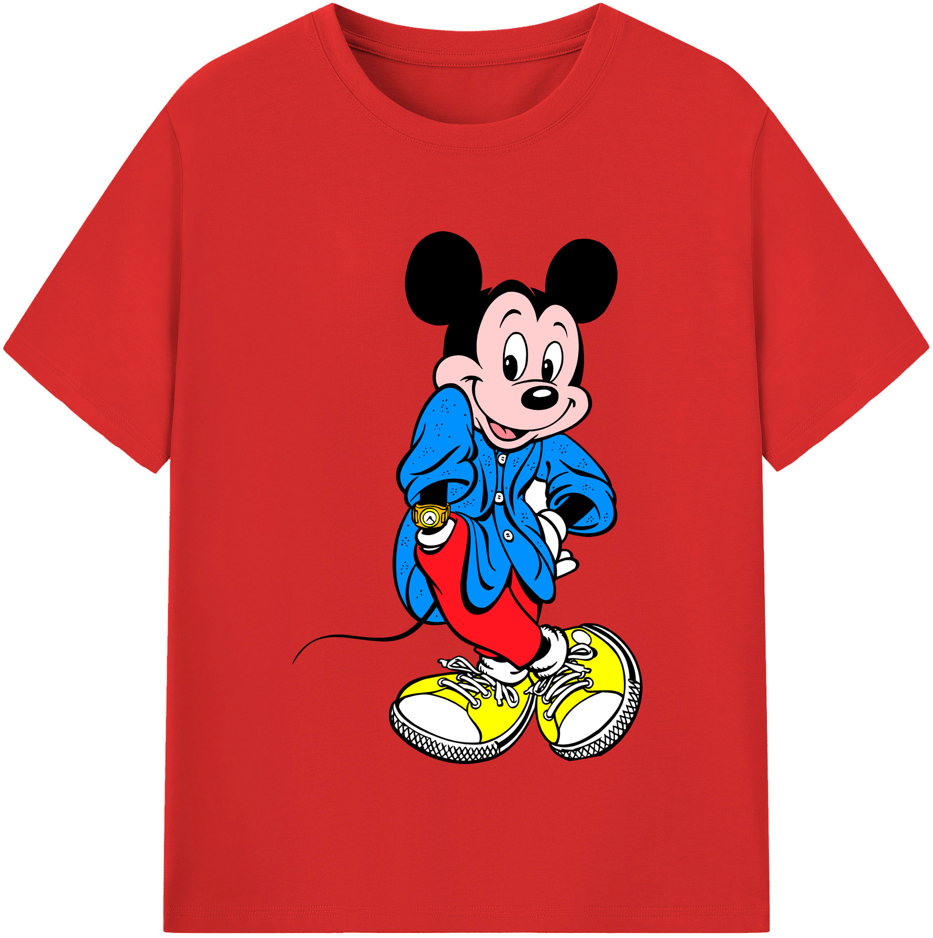 （画像用） ミッキーマウス Mickey Mouse 綿100％半袖Tシャツ（フロントプリント）