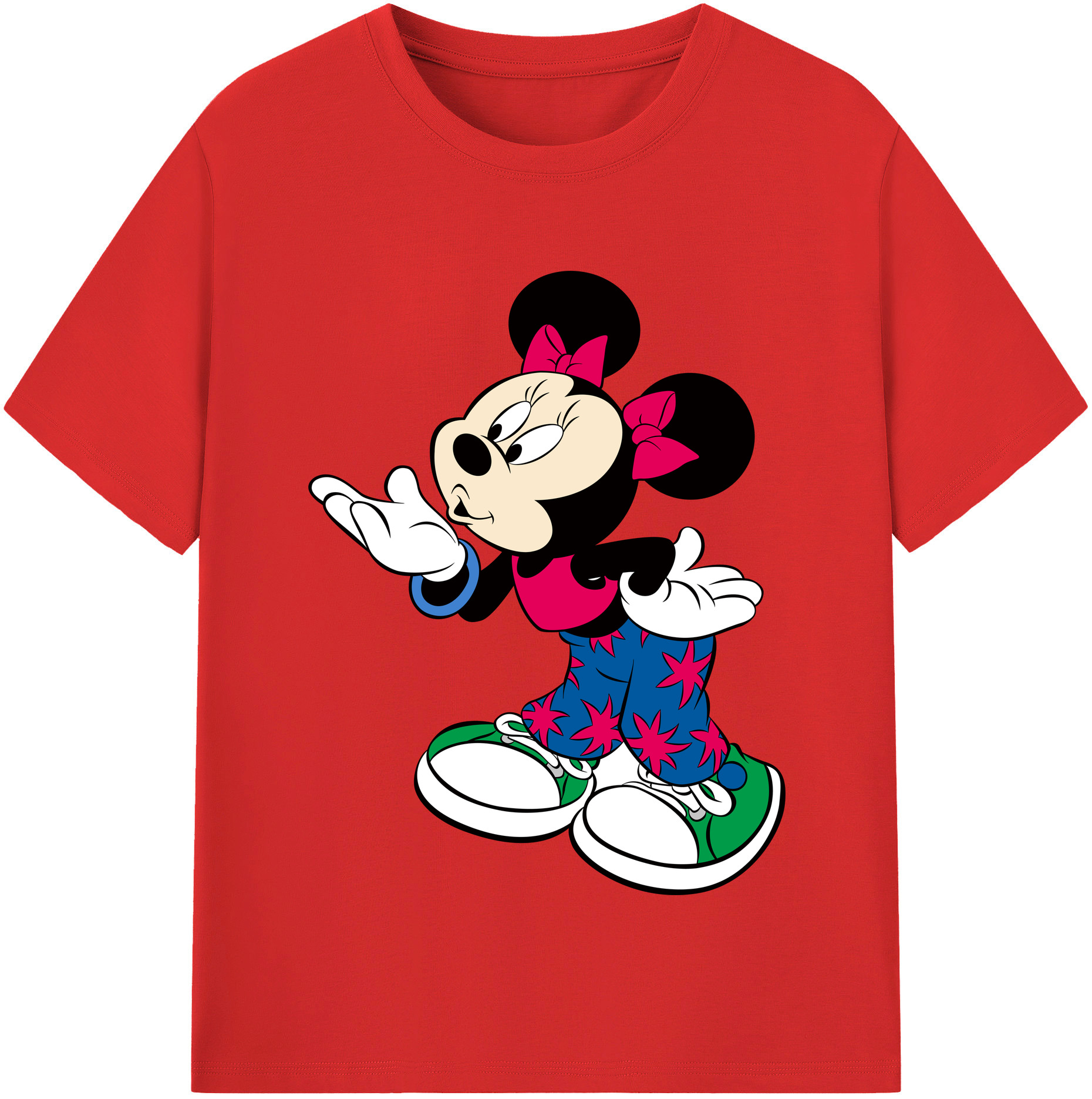（画像用） ミッキーマウス Mickey Mouse 綿100％半袖Tシャツ（フロントプリント）