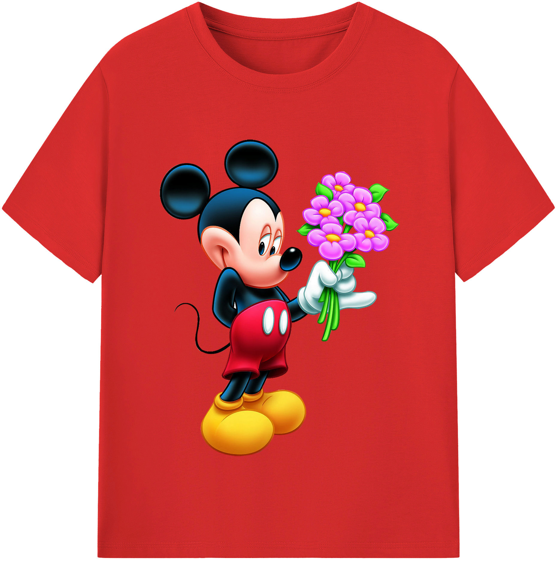 （画像用） ミッキーマウス Mickey Mouse 綿100％半袖Tシャツ（フロントプリント）