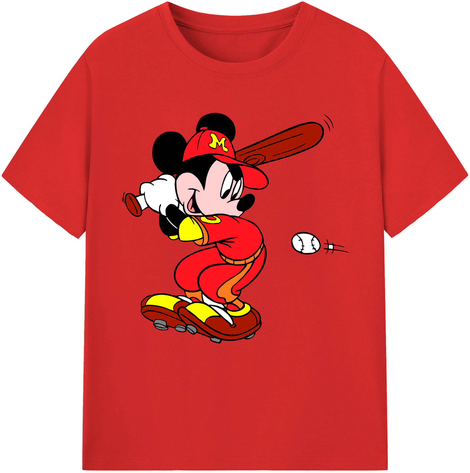 （画像用） ミッキーマウス Mickey Mouse 綿100％半袖Tシャツ（フロントプリント）