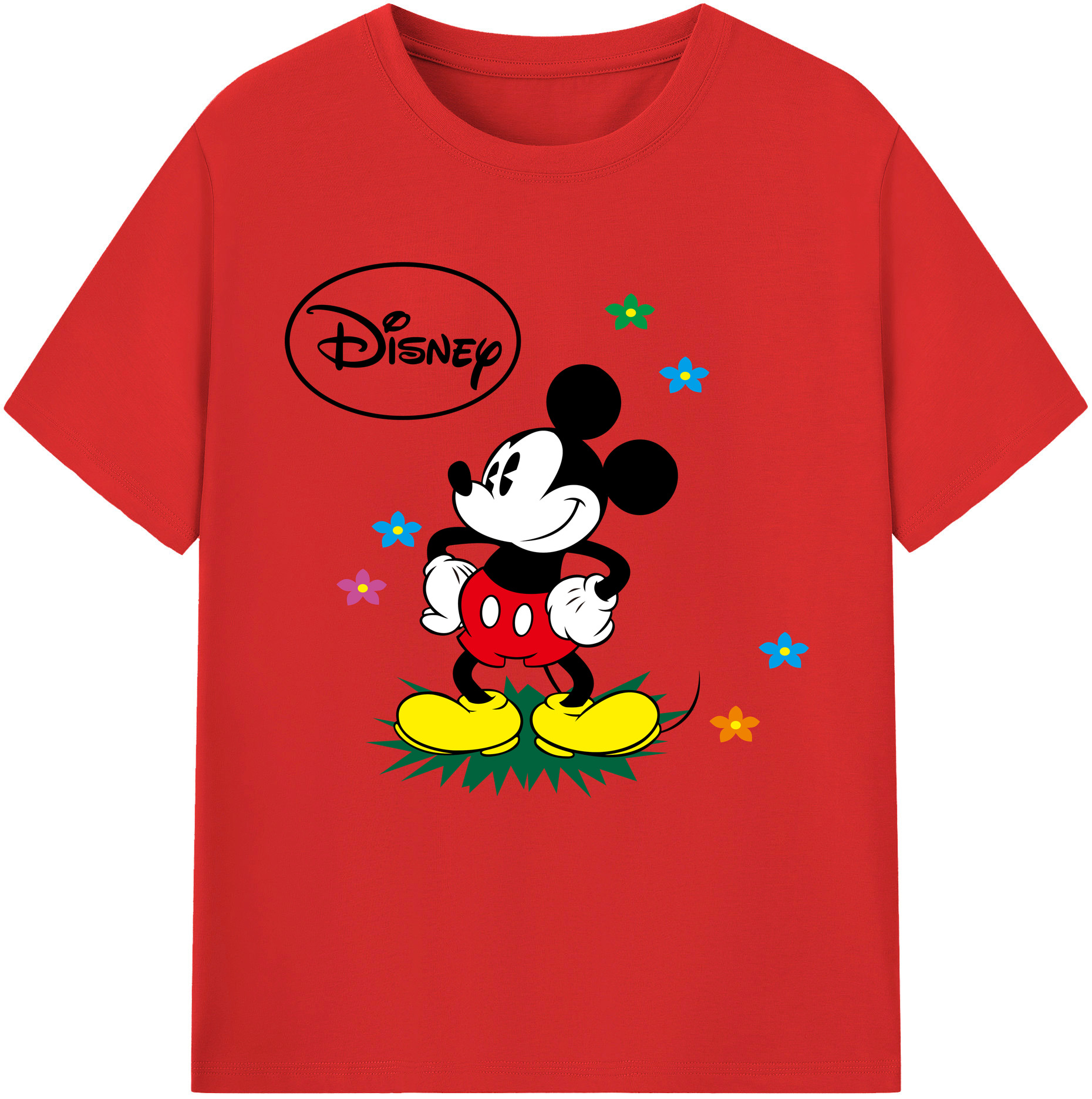 （画像用） ミッキーマウス Mickey Mouse 綿100％半袖Tシャツ（フロントプリント）