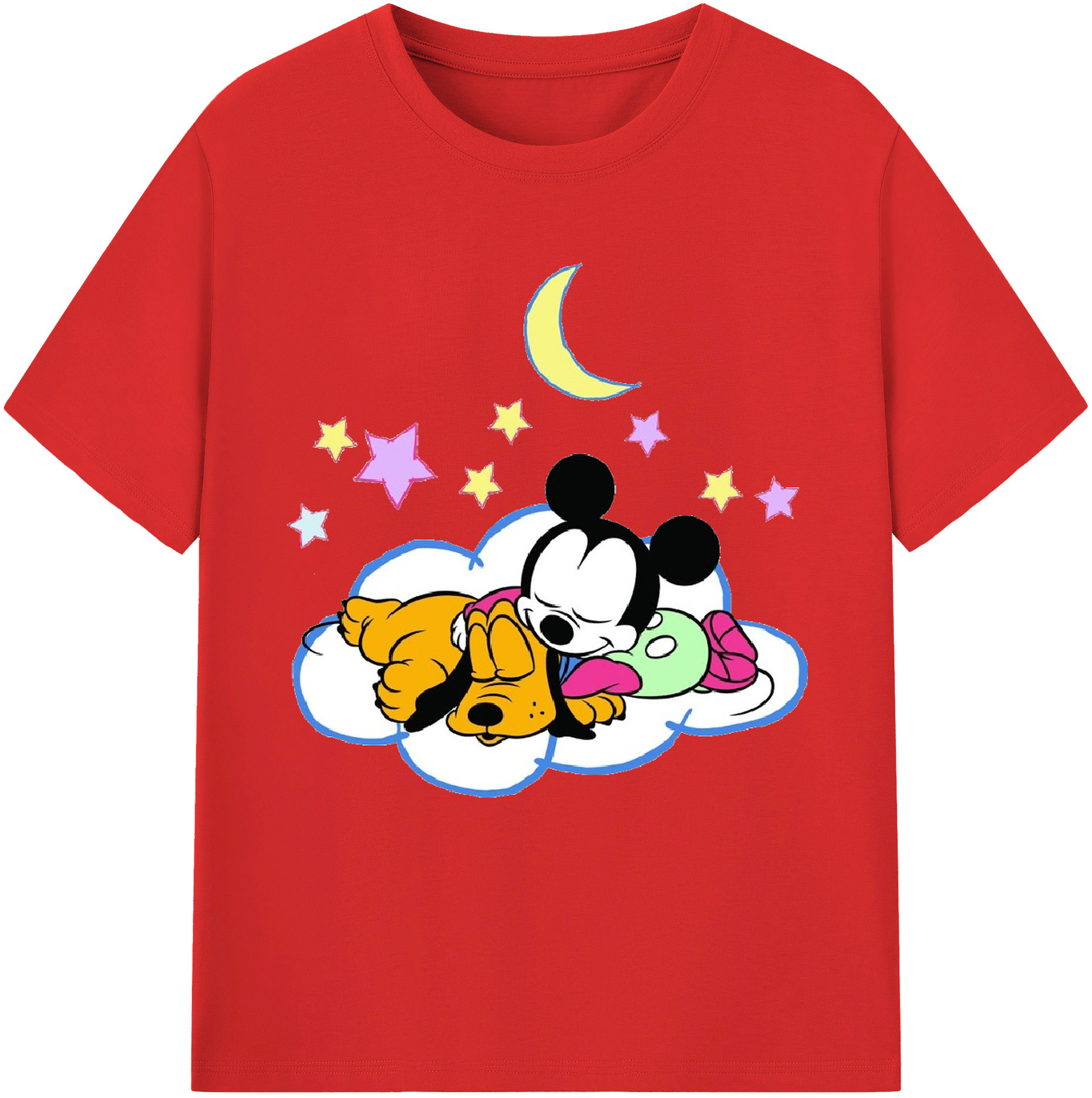 （画像用） ミッキーマウス Mickey Mouse 綿100％半袖Tシャツ（フロントプリント）