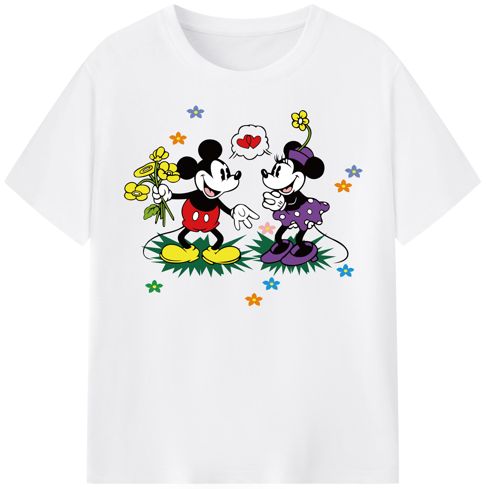 （画像用） ミッキーマウス Mickey Mouse 綿100％半袖Tシャツ（フロントプリント）