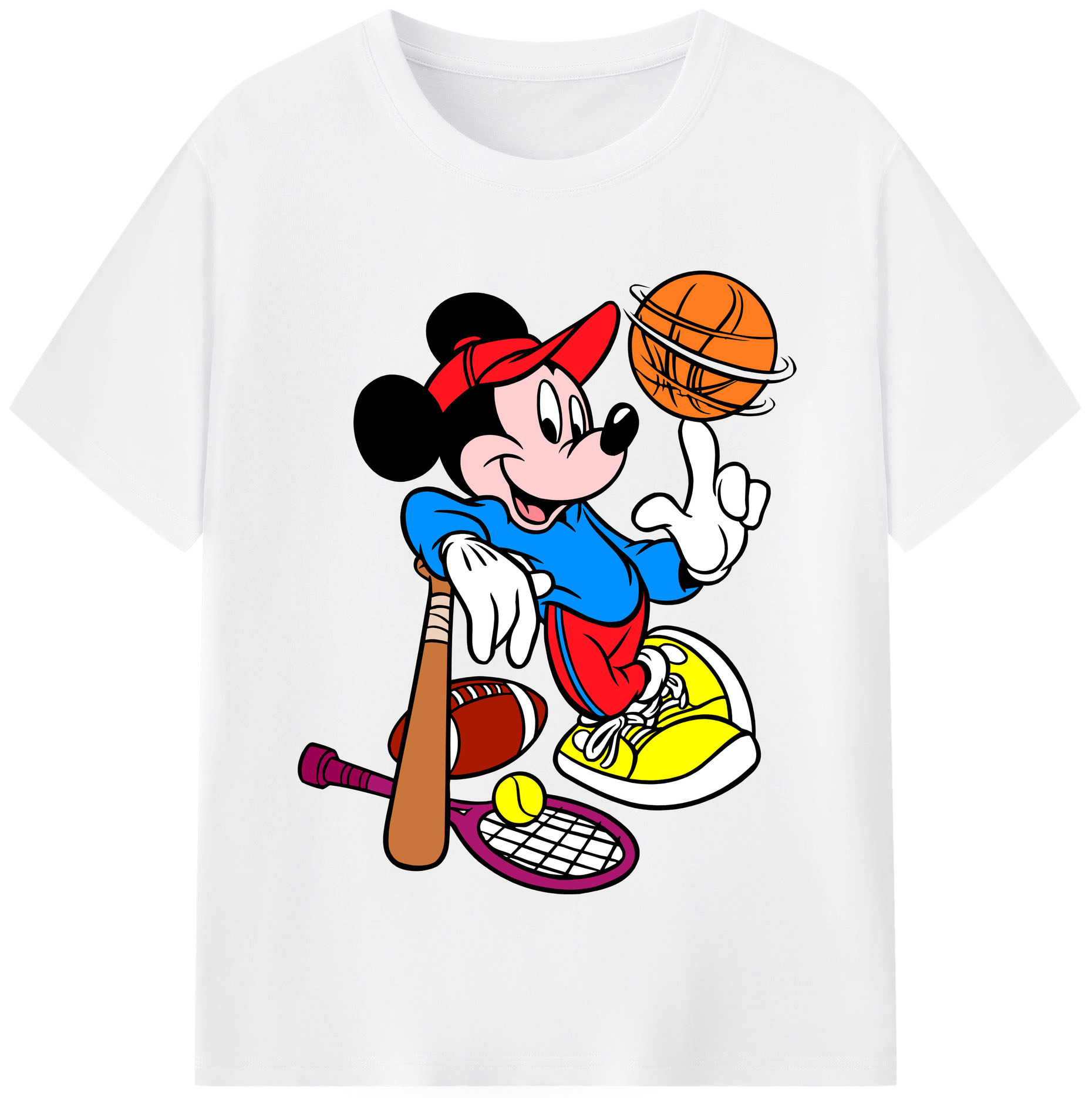 （画像用） ミッキーマウス Mickey Mouse 綿100％半袖Tシャツ（フロントプリント）