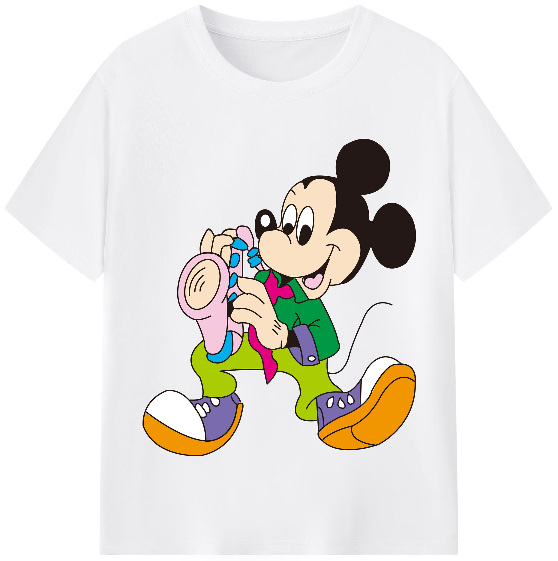 （画像用） ミッキーマウス Mickey Mouse 綿100％半袖Tシャツ（フロントプリント）