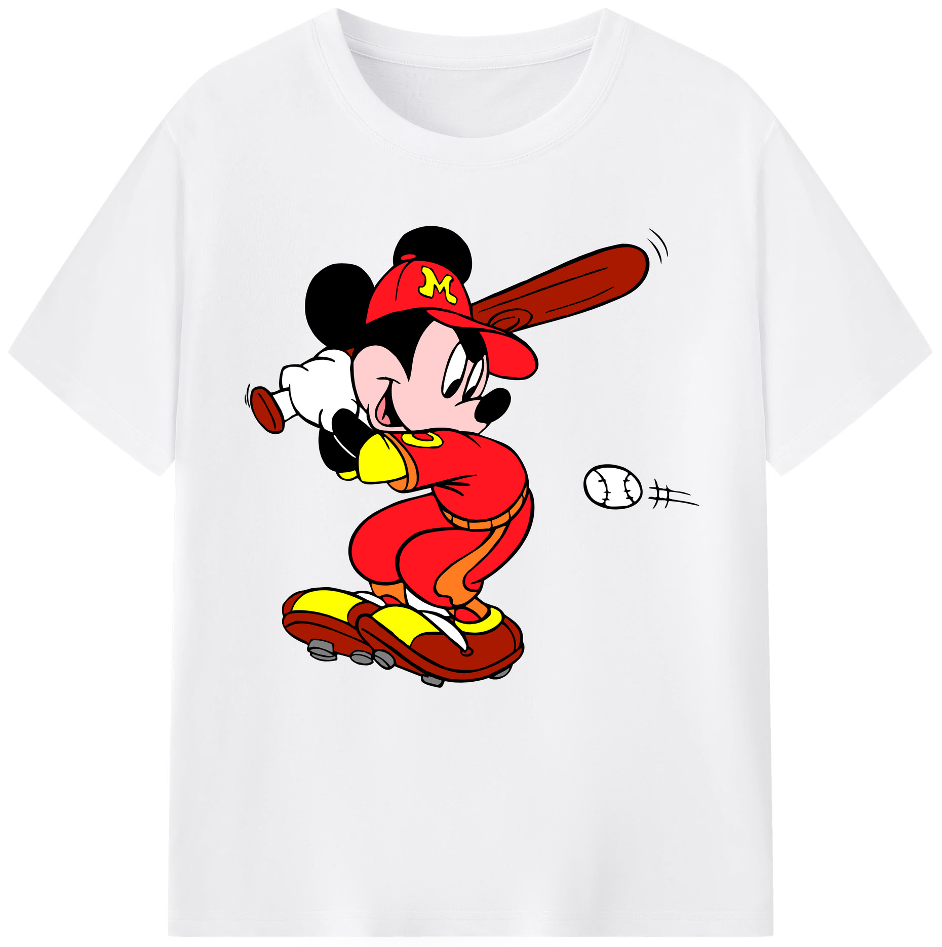 （画像用） ミッキーマウス Mickey Mouse 綿100％半袖Tシャツ（フロントプリント）