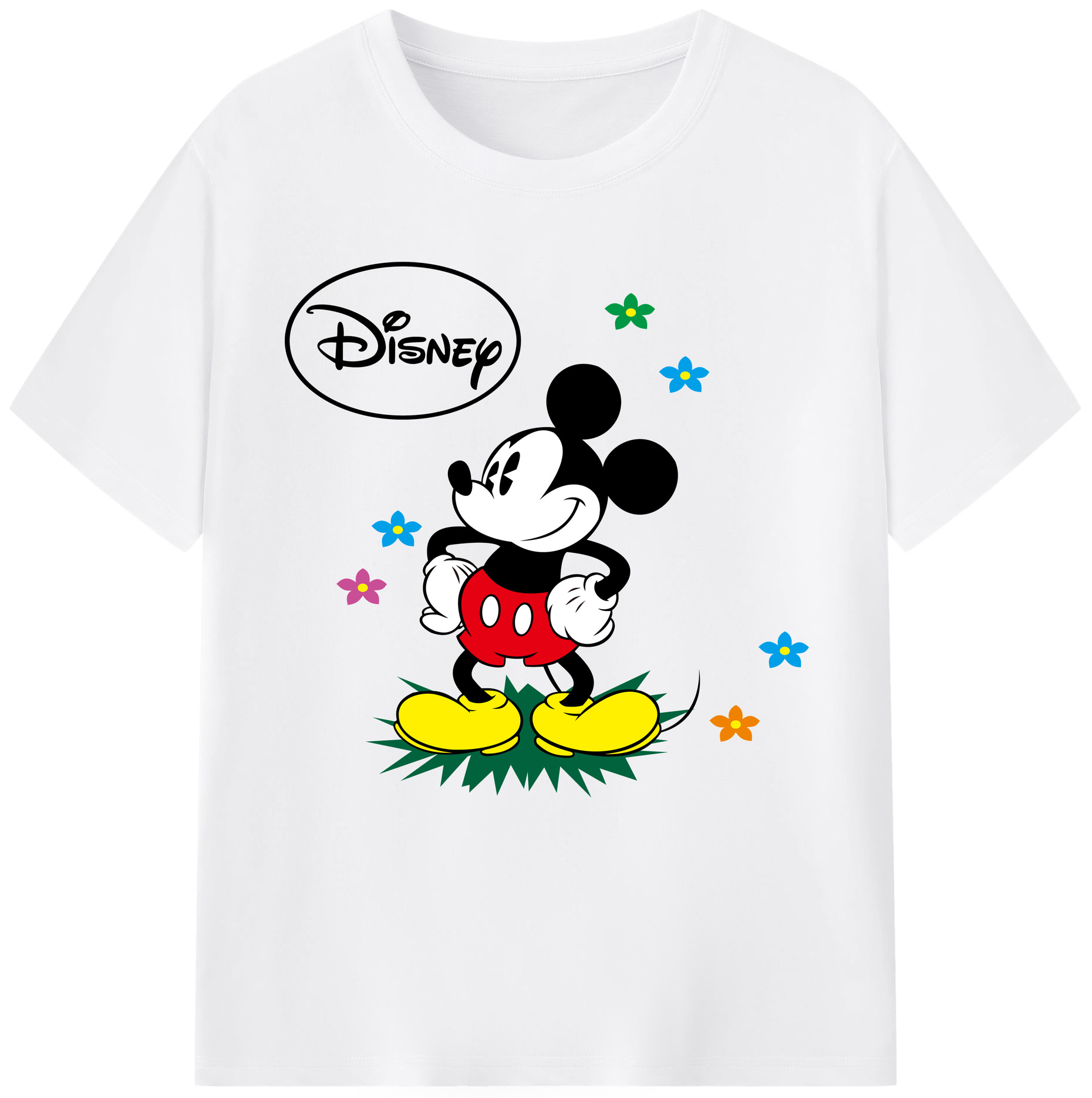 （画像用） ミッキーマウス Mickey Mouse 綿100％半袖Tシャツ（フロントプリント）