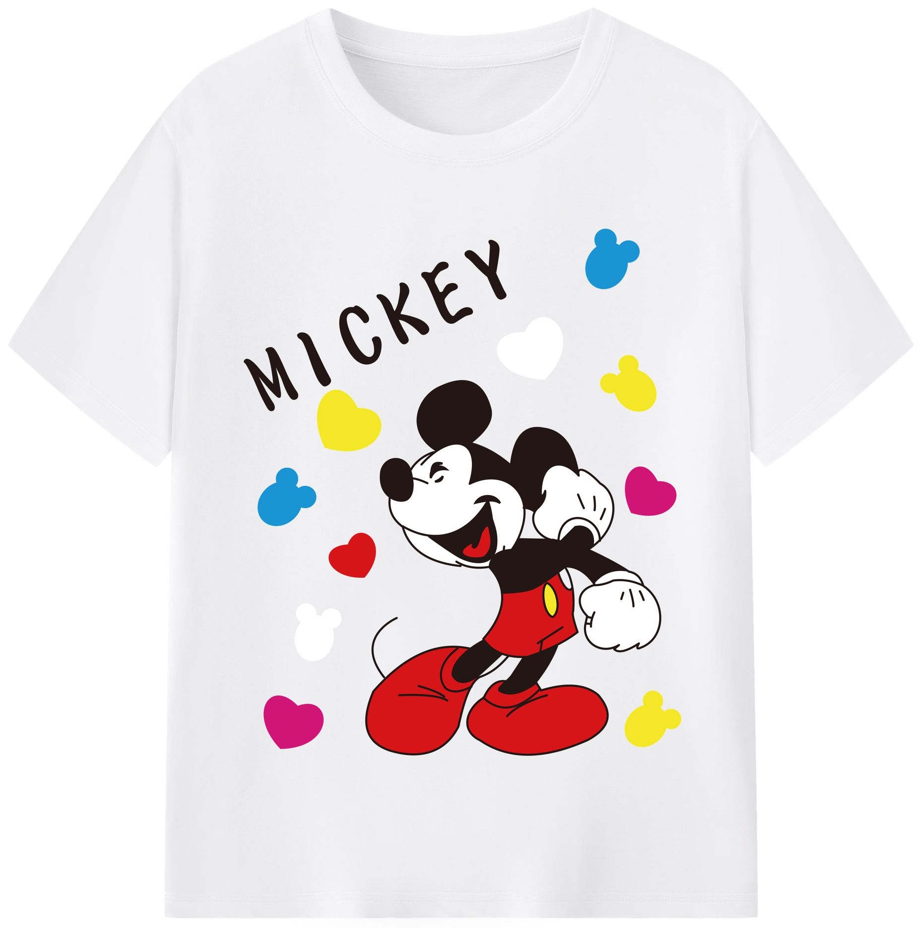 （画像用） ミッキーマウス Mickey Mouse 綿100％半袖Tシャツ（フロントプリント）