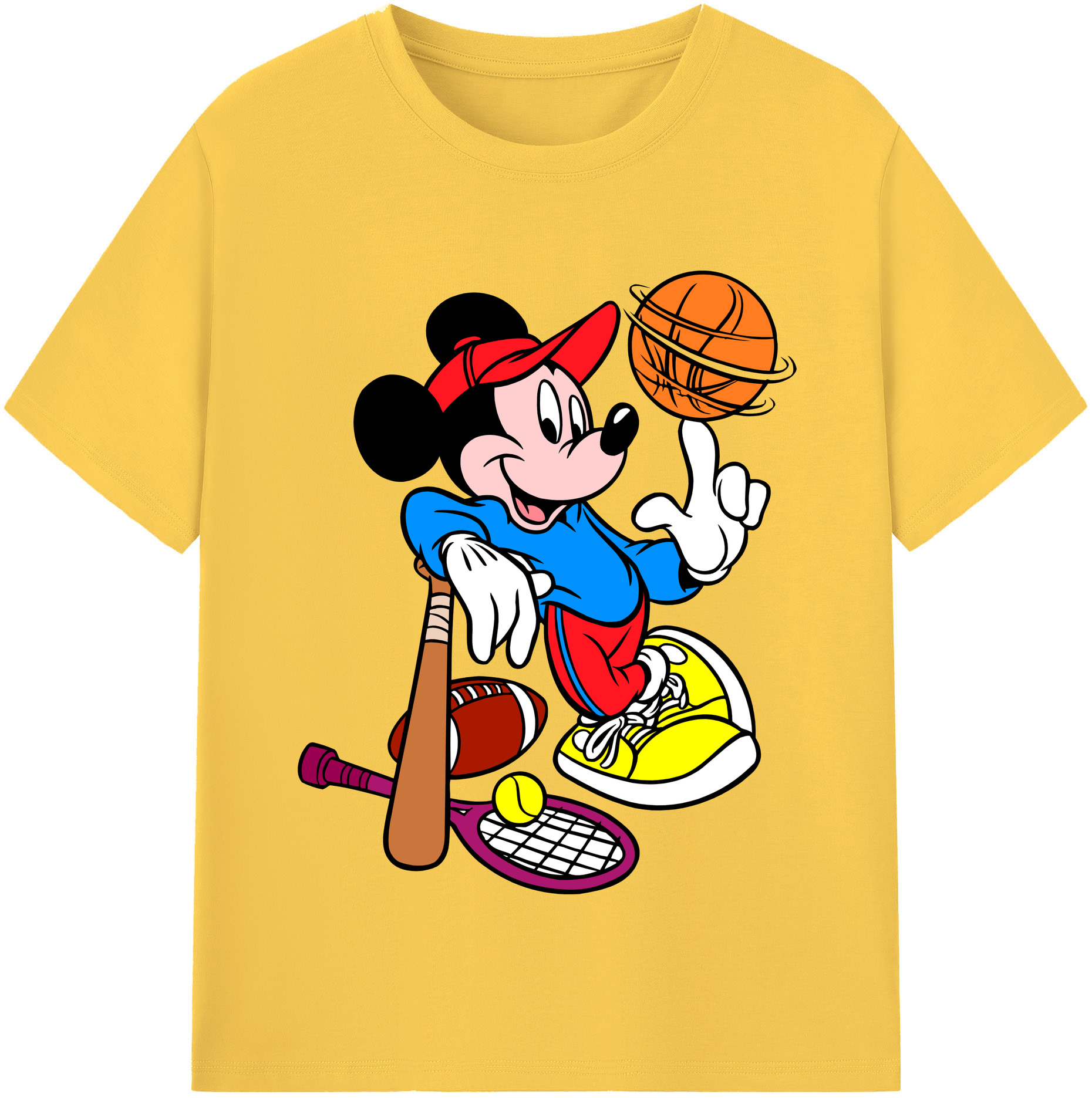（画像用） ミッキーマウス Mickey Mouse 綿100％半袖Tシャツ（フロントプリント）