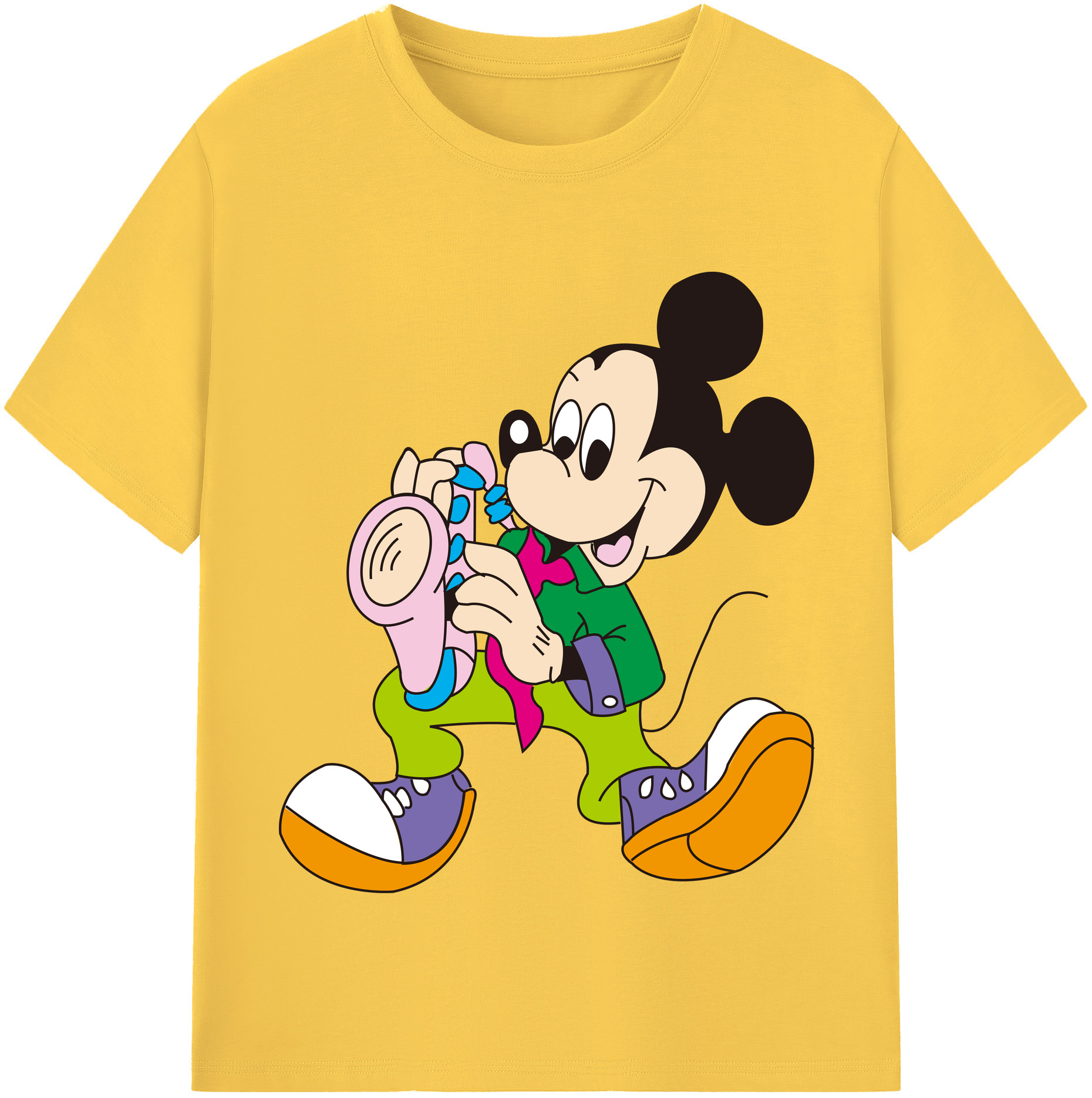 （画像用） ミッキーマウス Mickey Mouse 綿100％半袖Tシャツ（フロントプリント）