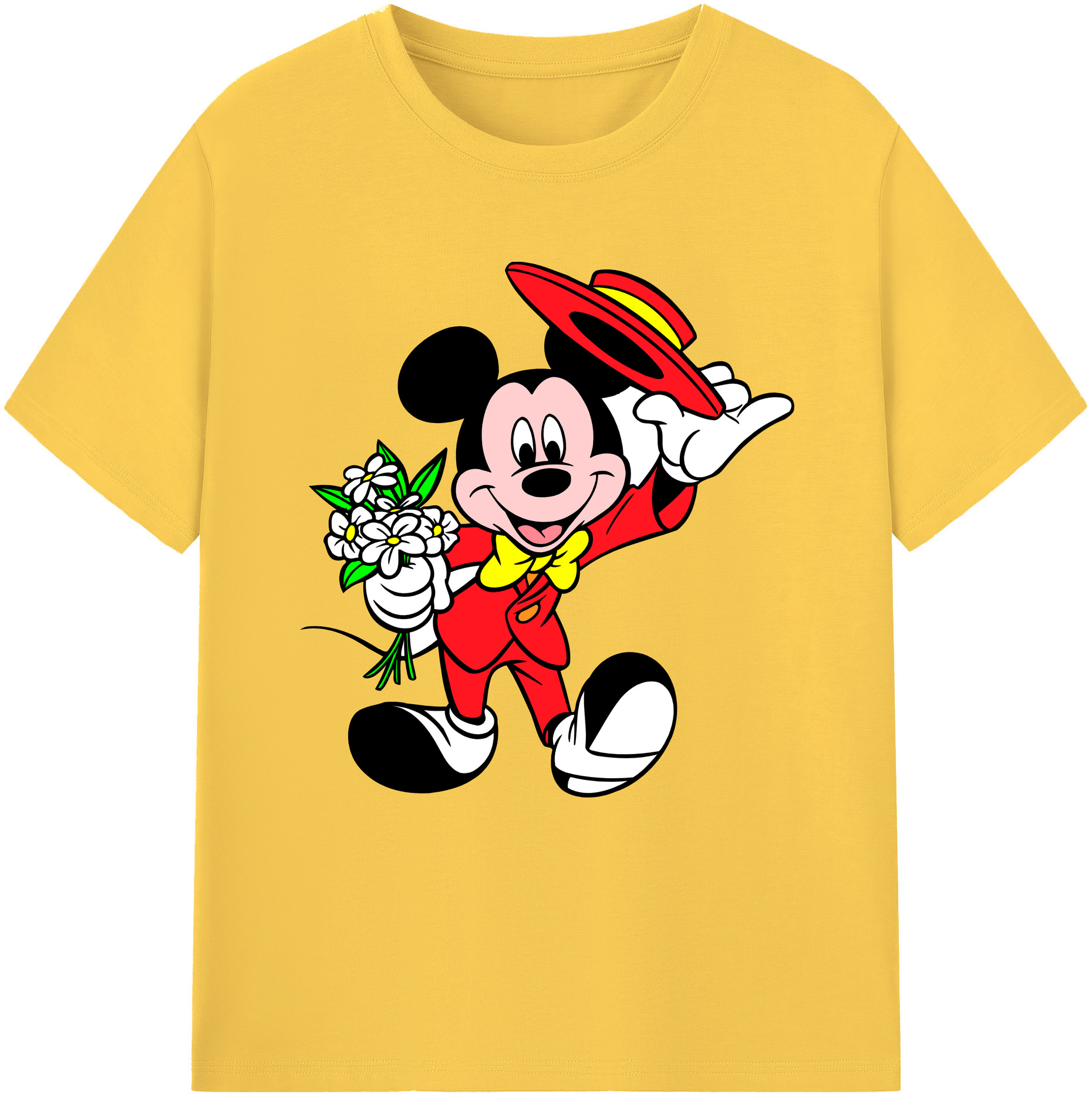 （画像用） ミッキーマウス Mickey Mouse 綿100％半袖Tシャツ（フロントプリント）