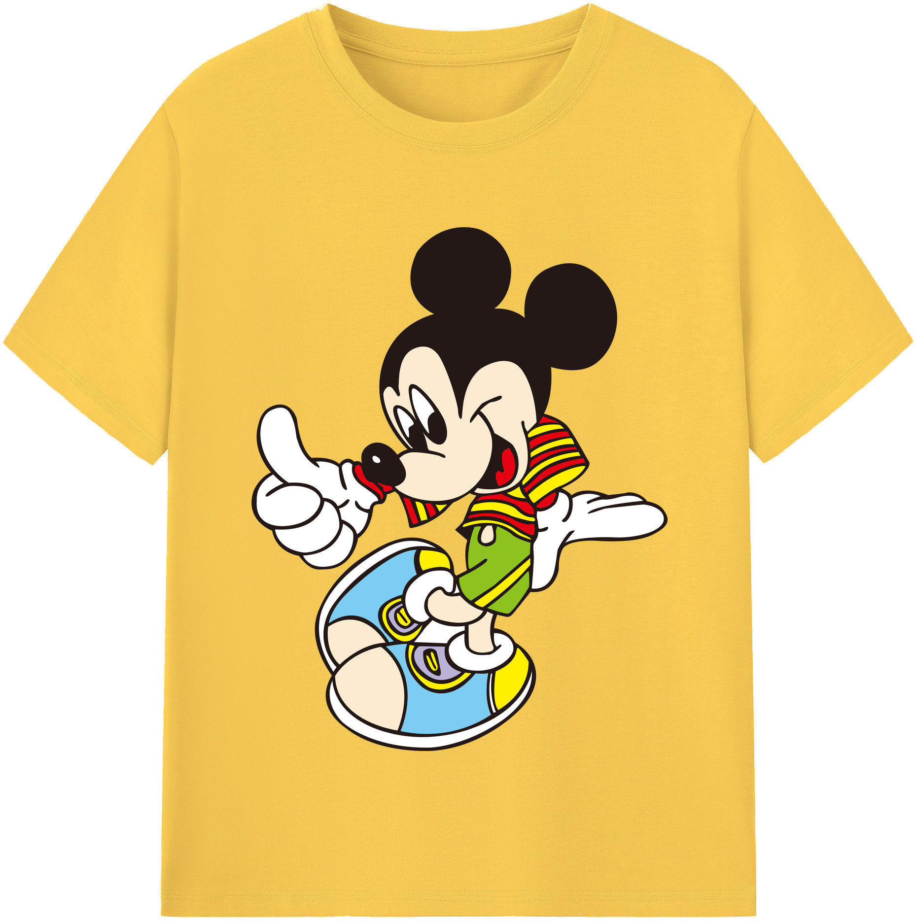（画像用） ミッキーマウス Mickey Mouse 綿100％半袖Tシャツ（フロントプリント）