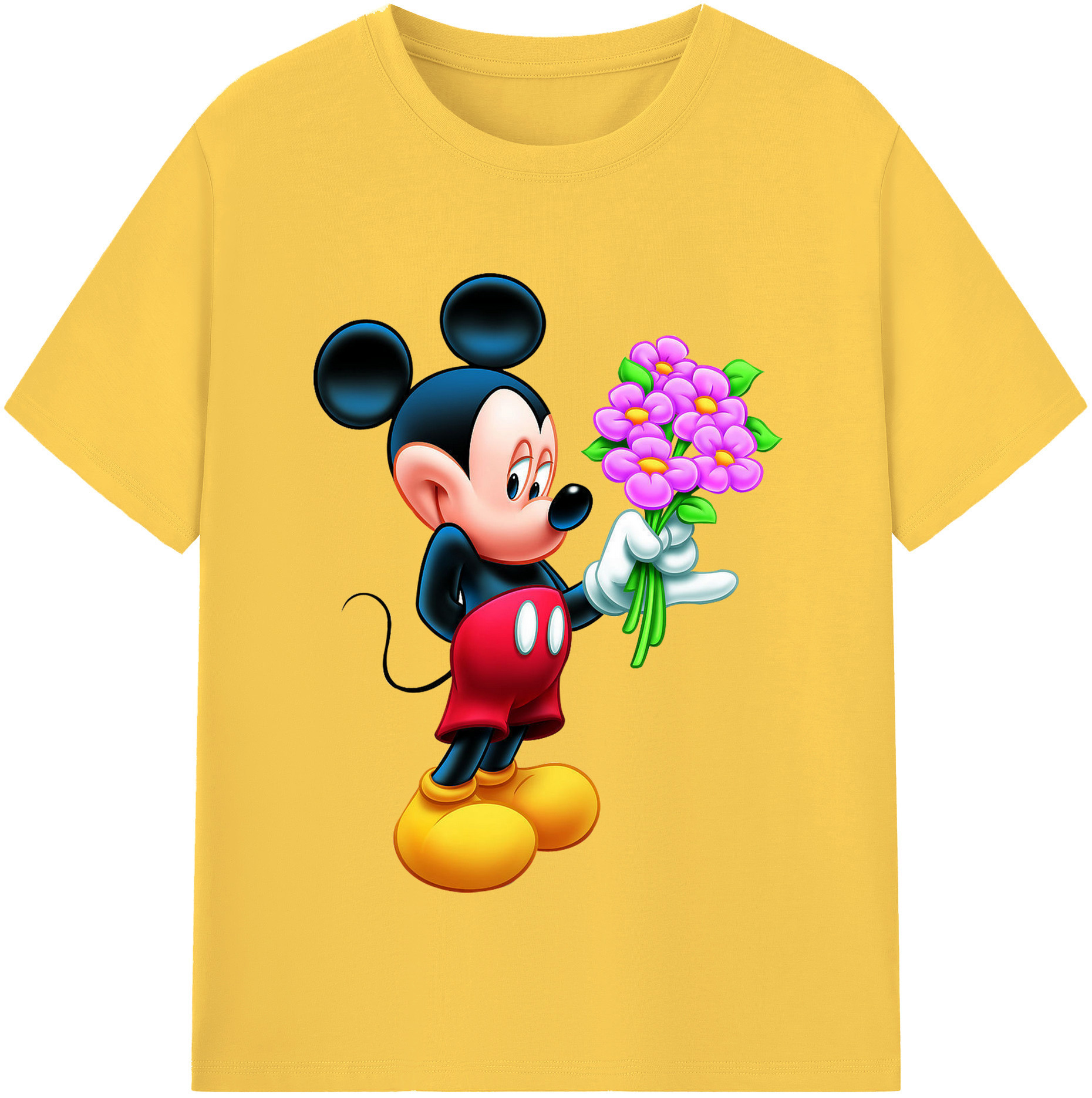 （画像用） ミッキーマウス Mickey Mouse 綿100％半袖Tシャツ（フロントプリント）