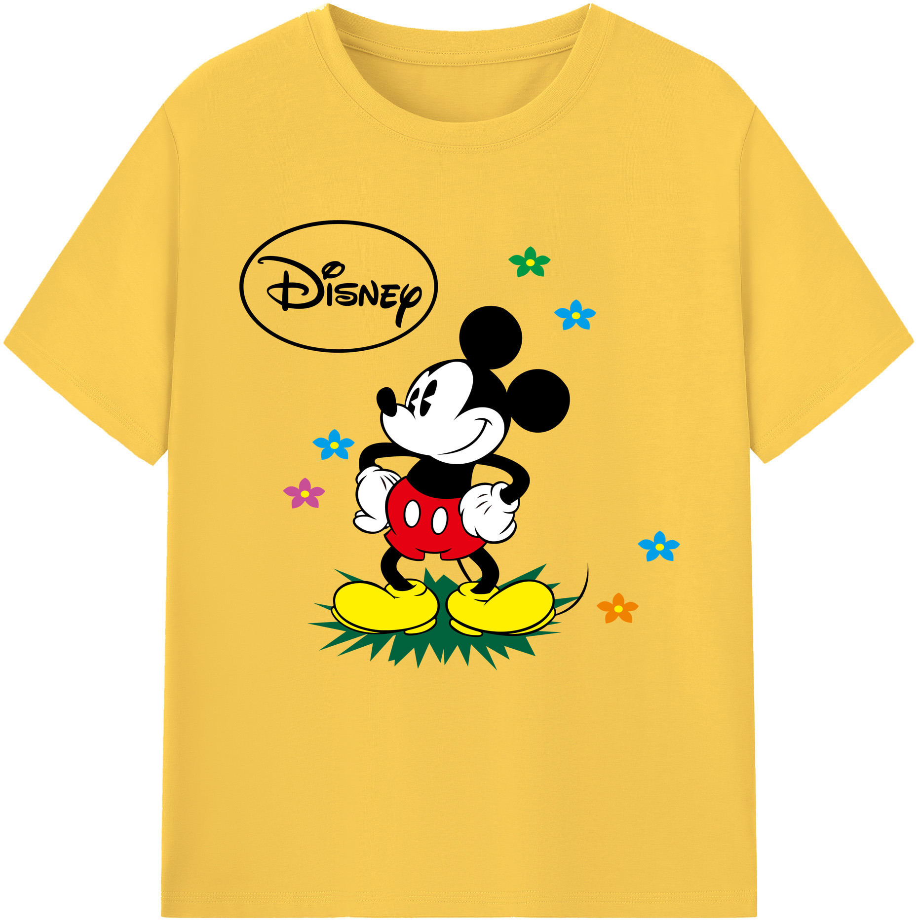 （画像用） ミッキーマウス Mickey Mouse 綿100％半袖Tシャツ（フロントプリント）