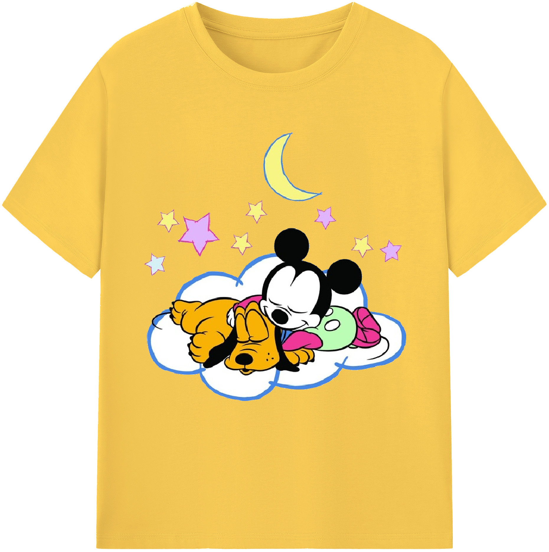 （画像用） ミッキーマウス Mickey Mouse 綿100％半袖Tシャツ（フロントプリント）