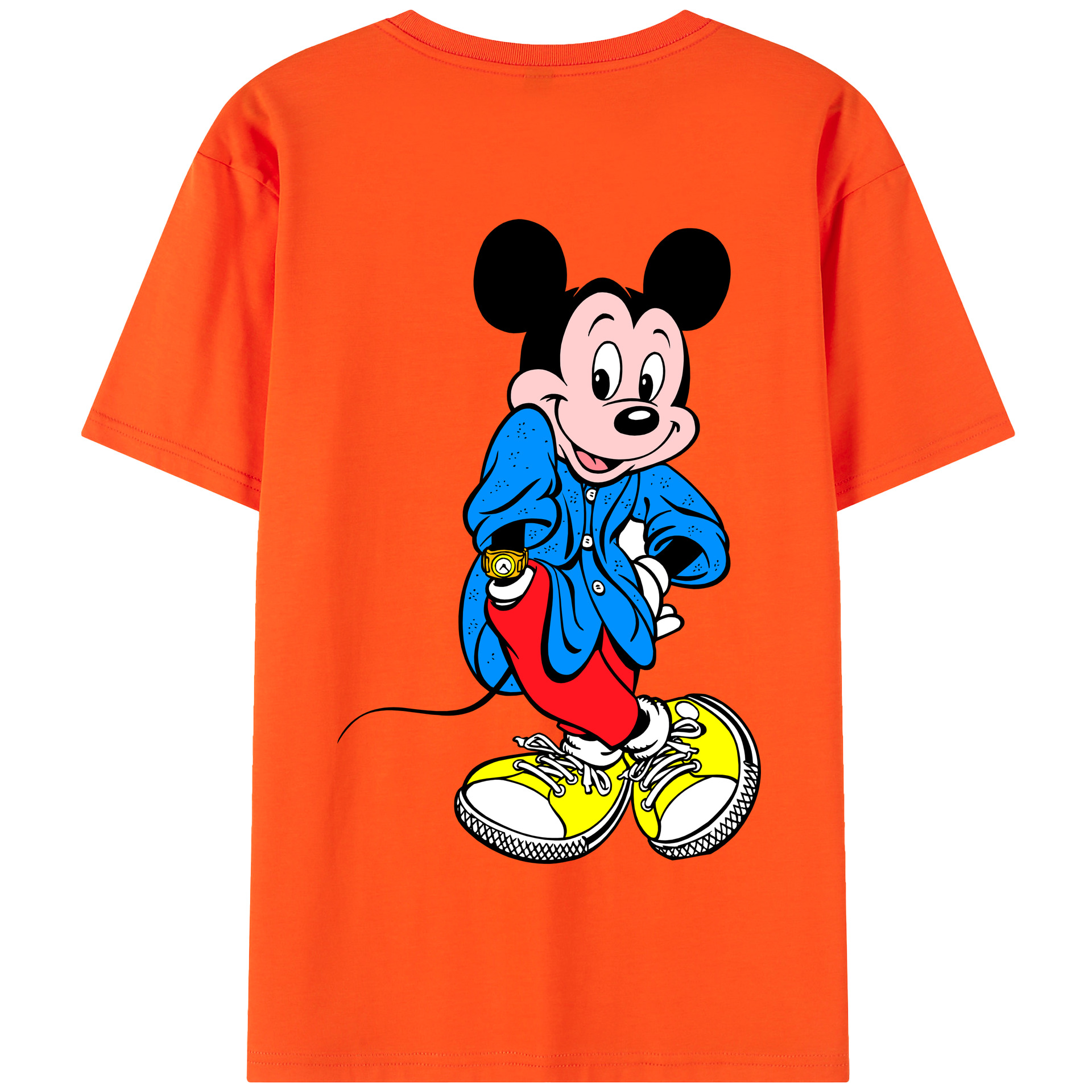 （画像用） ミッキーマウス Mickey Mouse 綿100％半袖Tシャツ（背面プリント）