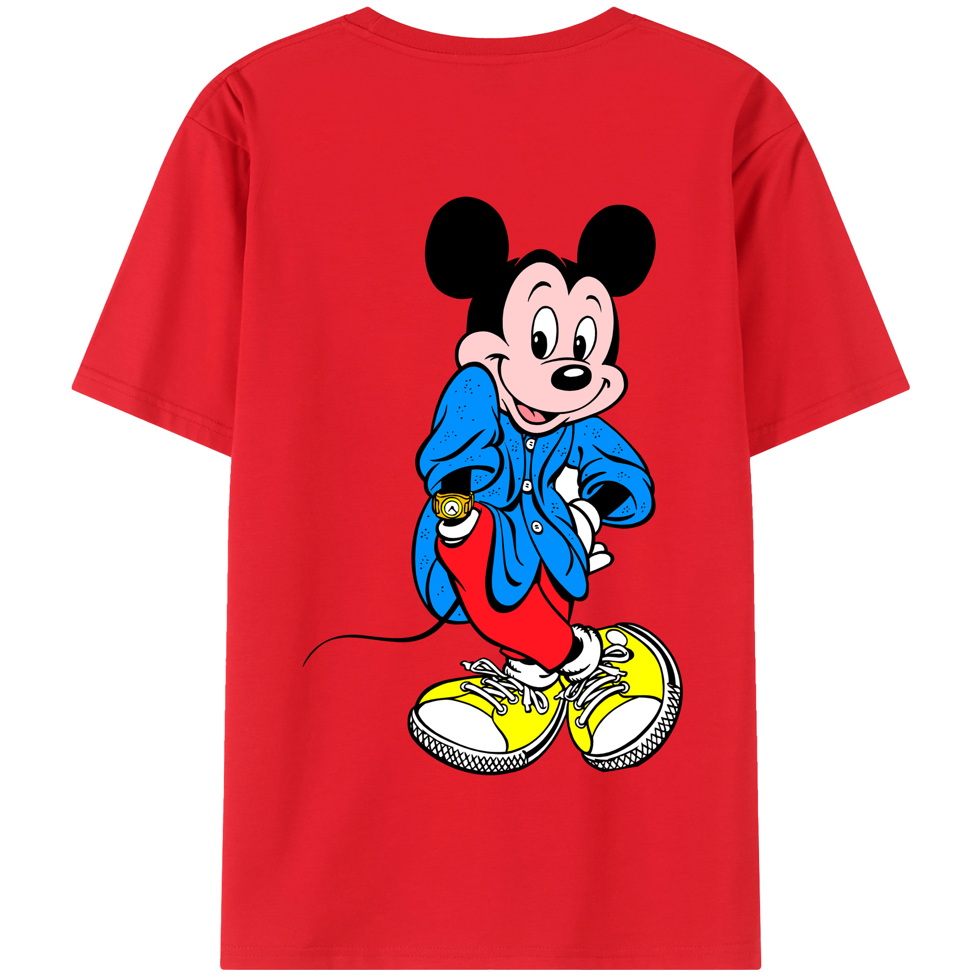 （画像用） ミッキーマウス Mickey Mouse 綿100％半袖Tシャツ（背面プリント）