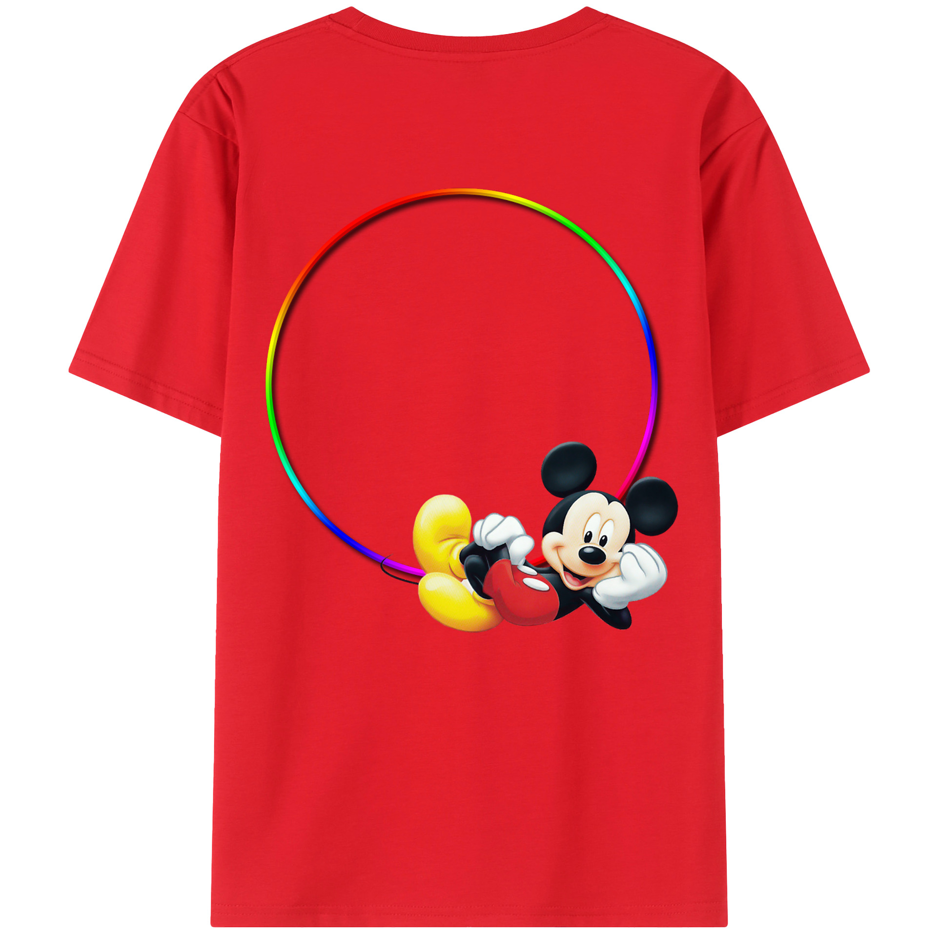 ミッキーマウス Mickey Mouse 綿100％半袖Tシャツ（背面プリント）