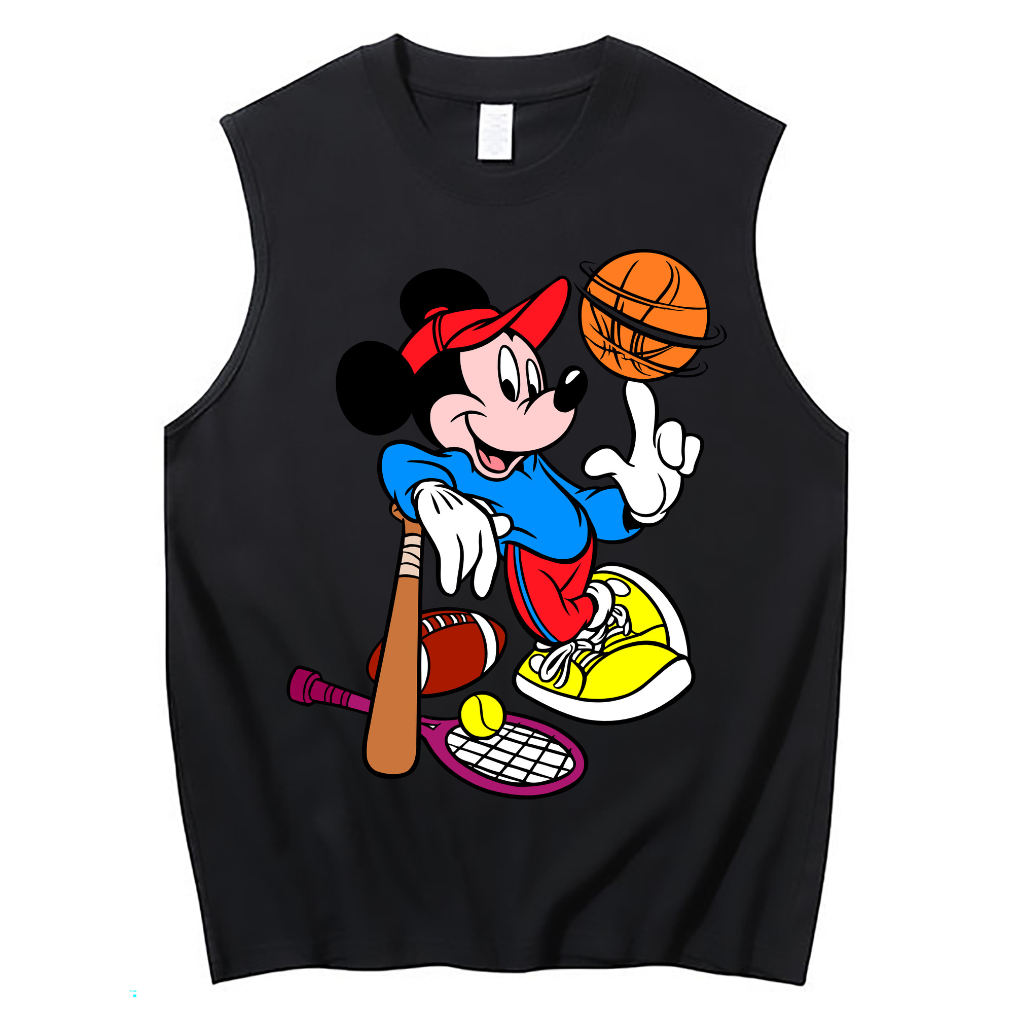 ミッキーマウス Mickey Mouse コットン100％タンクトップ（フロントプリント）