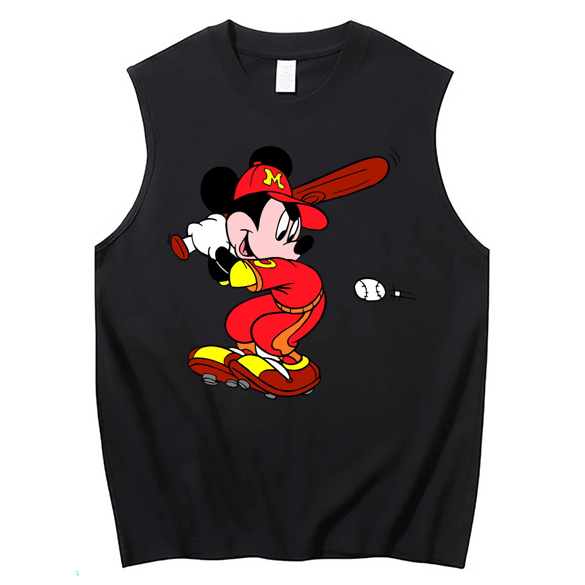 ミッキーマウス Mickey Mouse コットン100％タンクトップ（フロントプリント）