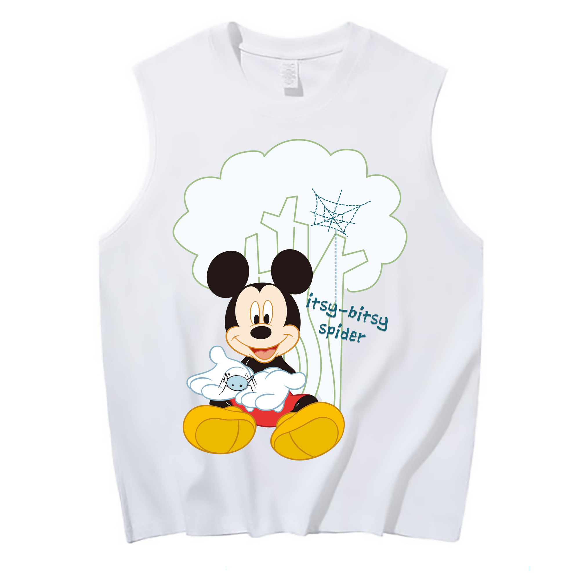ミッキーマウス Mickey Mouse コットン100％タンクトップ（フロントプリント）