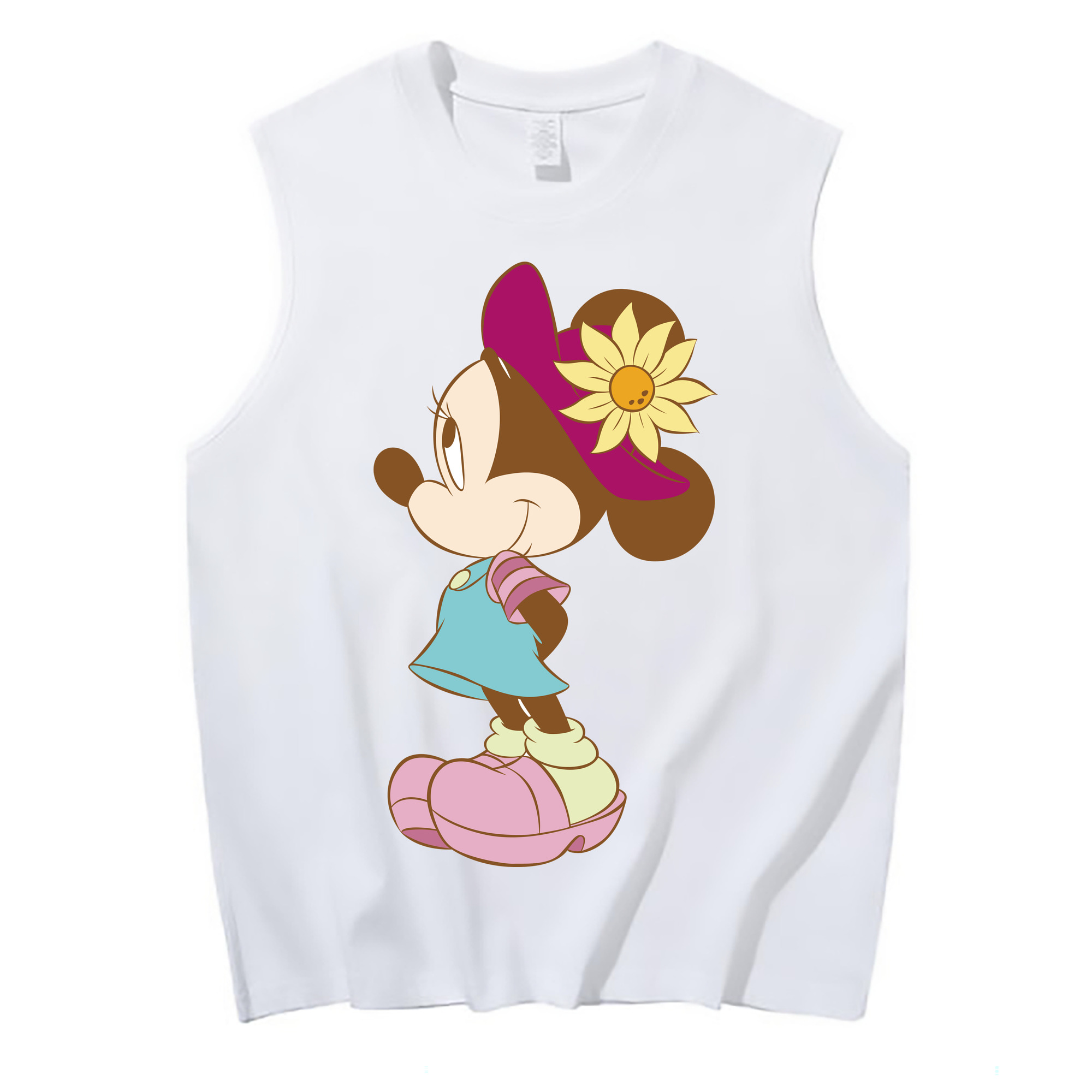 ミッキーマウス Mickey Mouse コットン100％タンクトップ（フロントプリント）