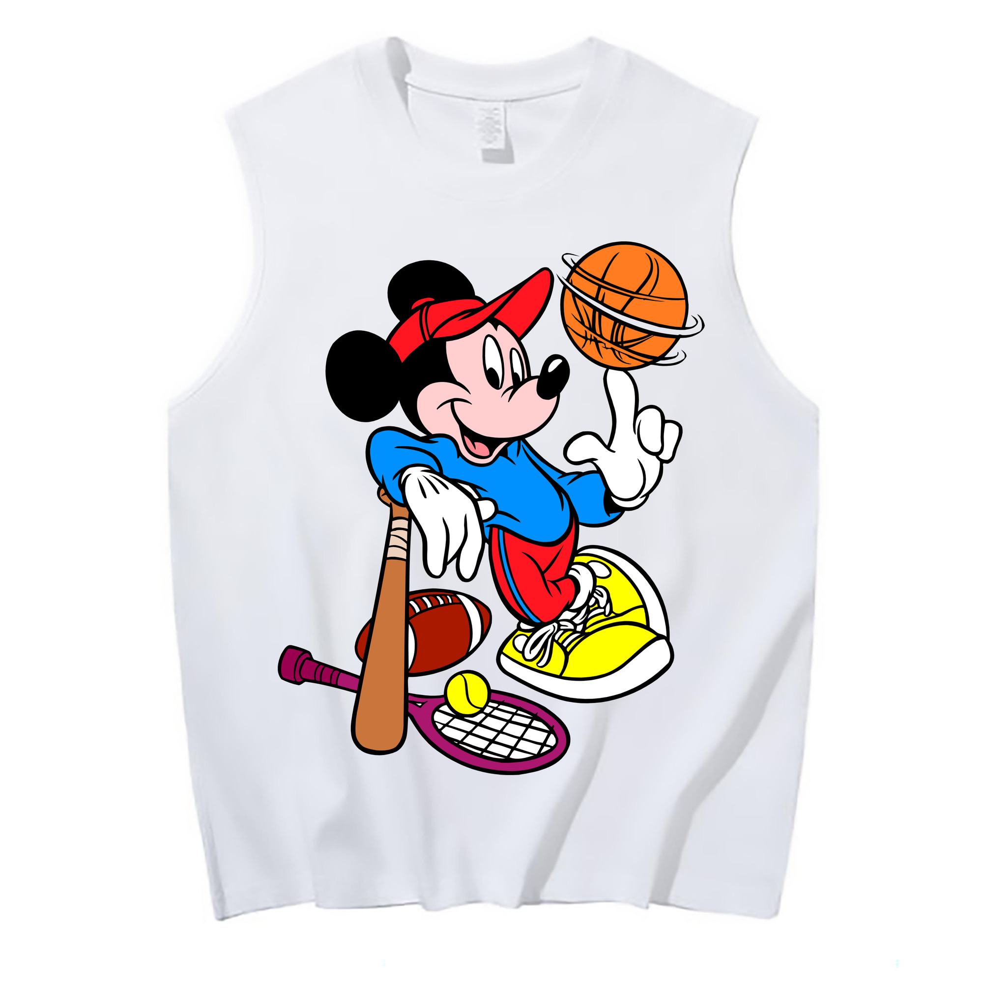 ミッキーマウス Mickey Mouse コットン100％タンクトップ（フロントプリント）