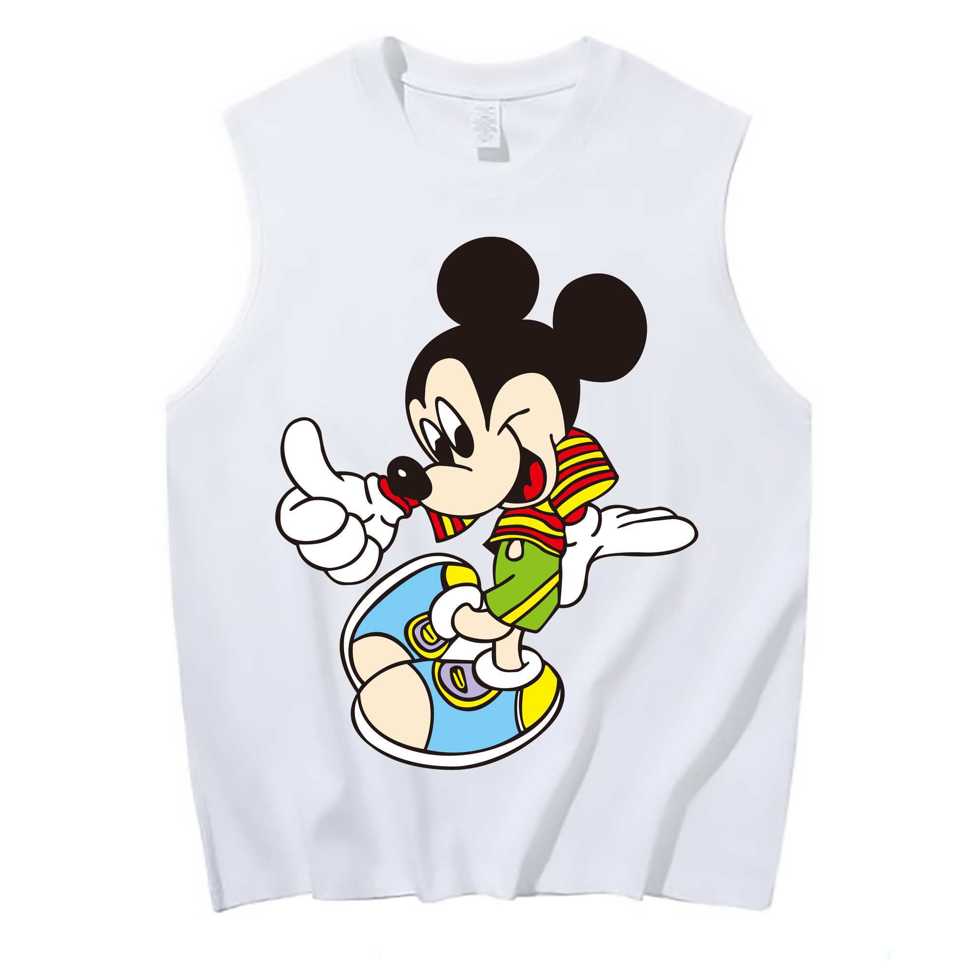 ミッキーマウス Mickey Mouse コットン100％タンクトップ（フロントプリント）