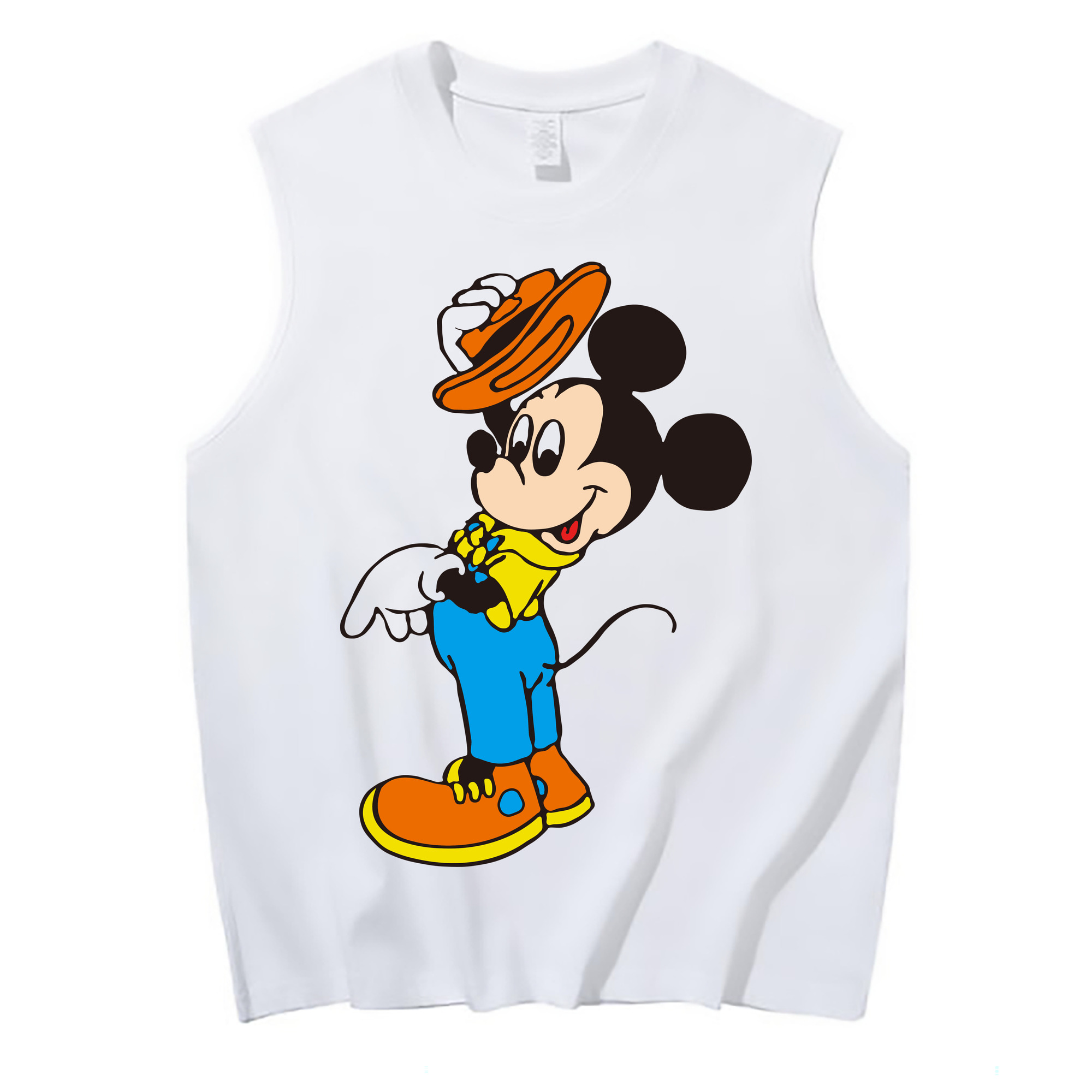 ミッキーマウス Mickey Mouse コットン100％タンクトップ（フロントプリント）