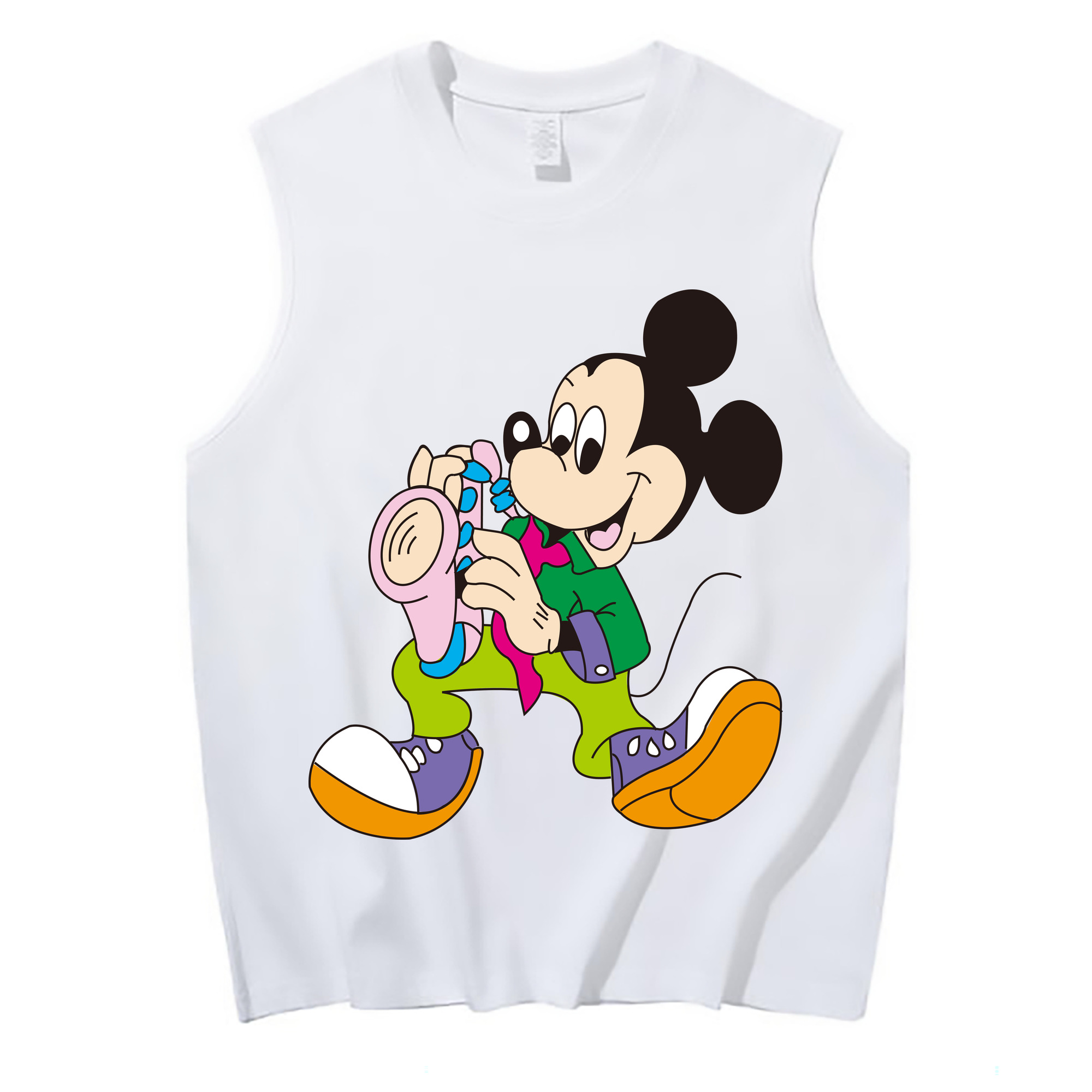 ミッキーマウス Mickey Mouse コットン100％タンクトップ（フロントプリント）