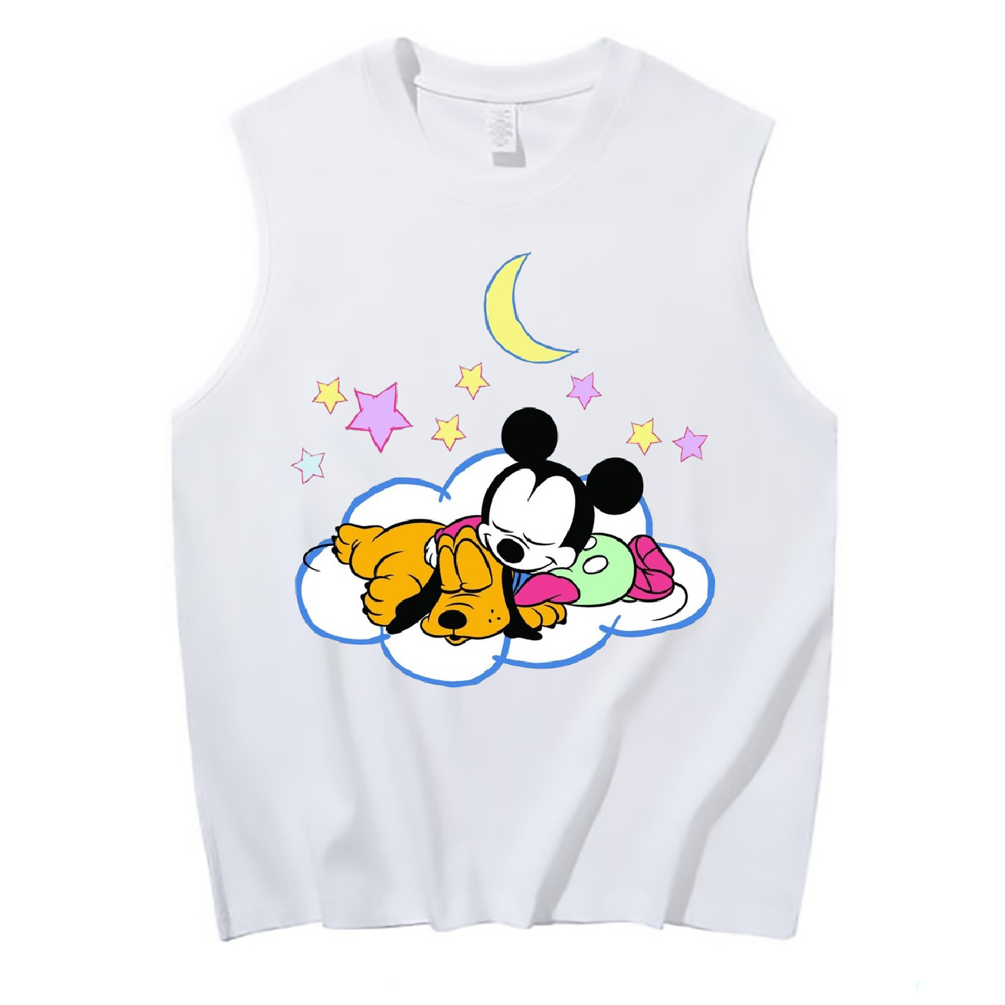 ミッキーマウス Mickey Mouse コットン100％タンクトップ（フロントプリント）