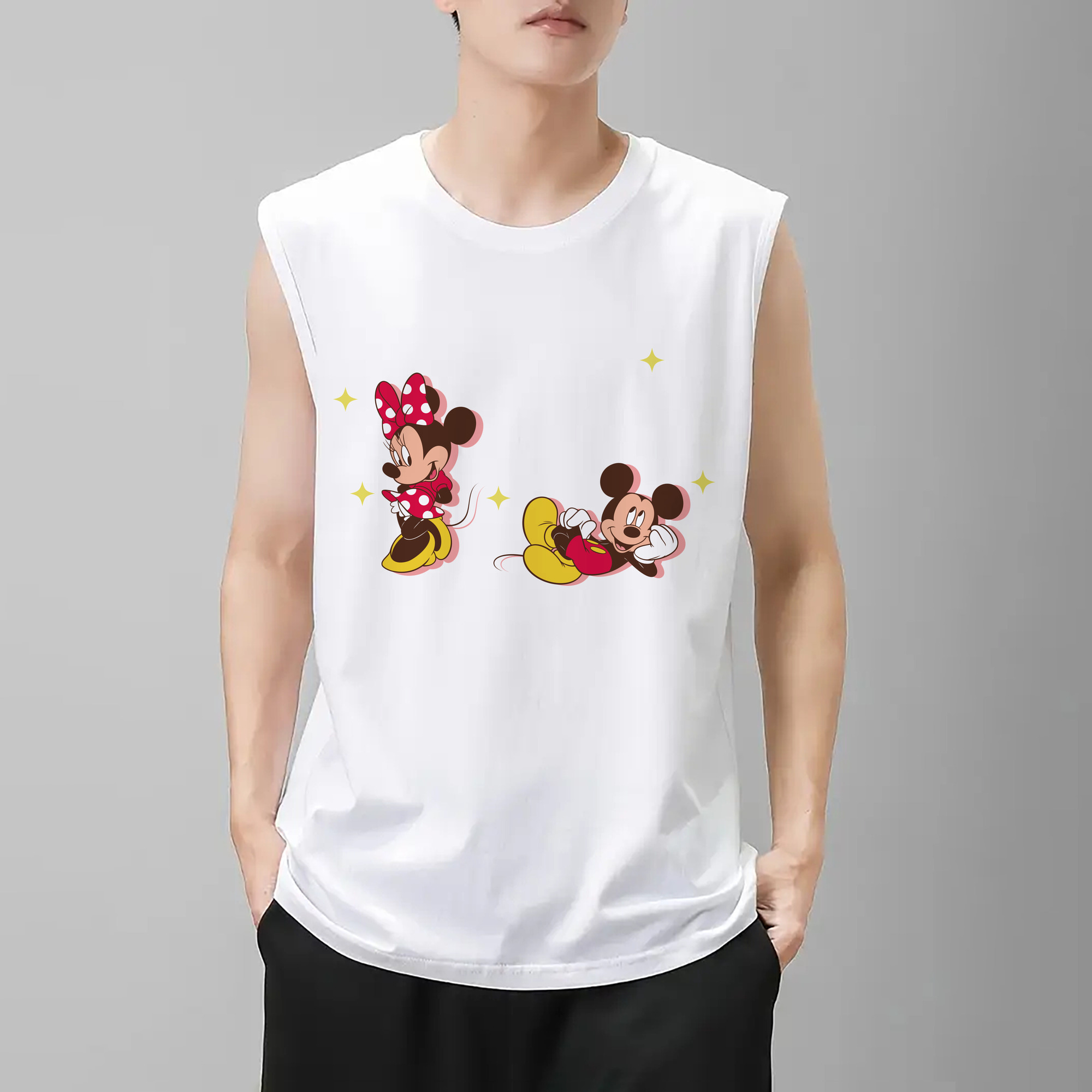 ミッキーマウス Mickey Mouse コットン100％タンクトップ（フロントプリント）