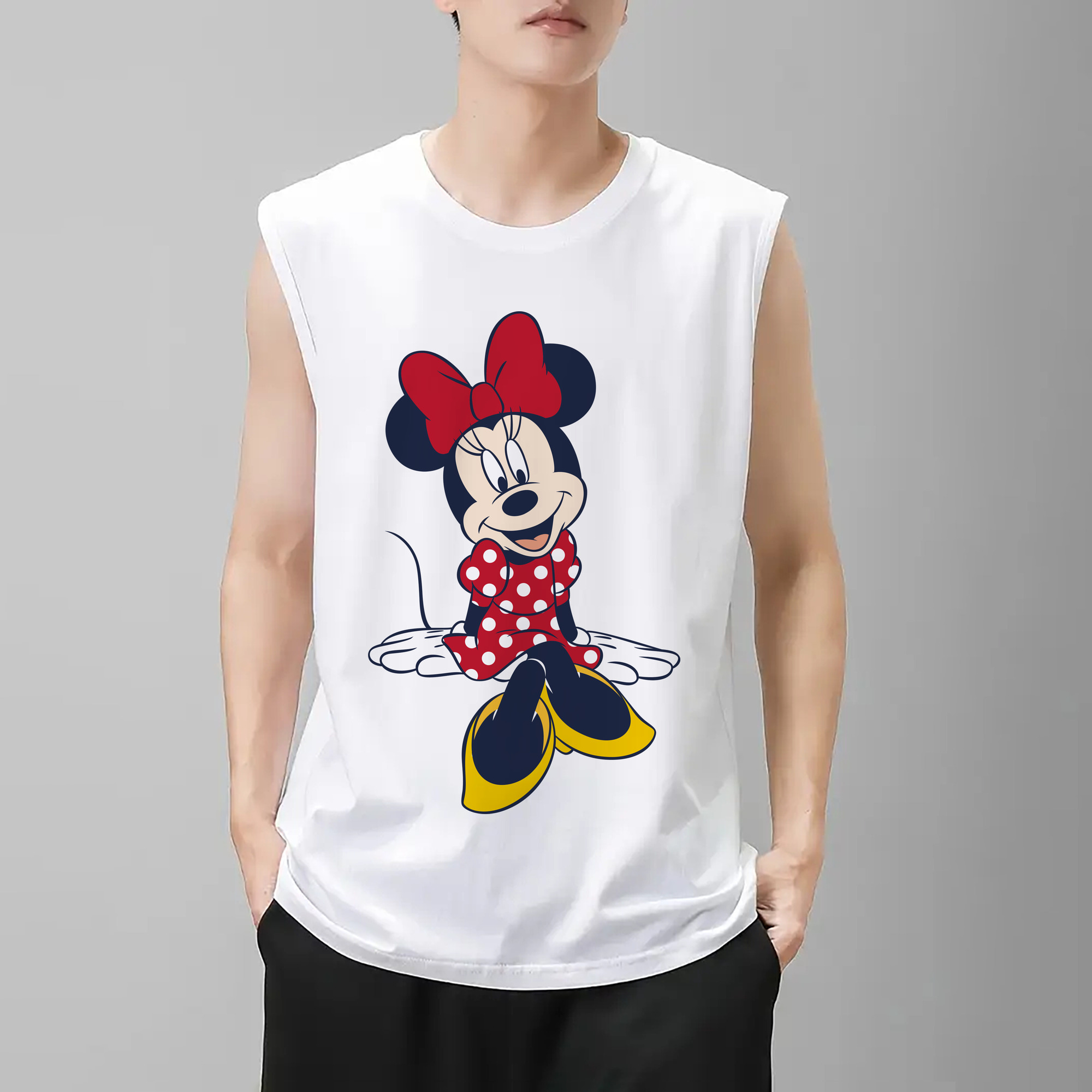 ミッキーマウス Mickey Mouse コットン100％タンクトップ（フロントプリント）