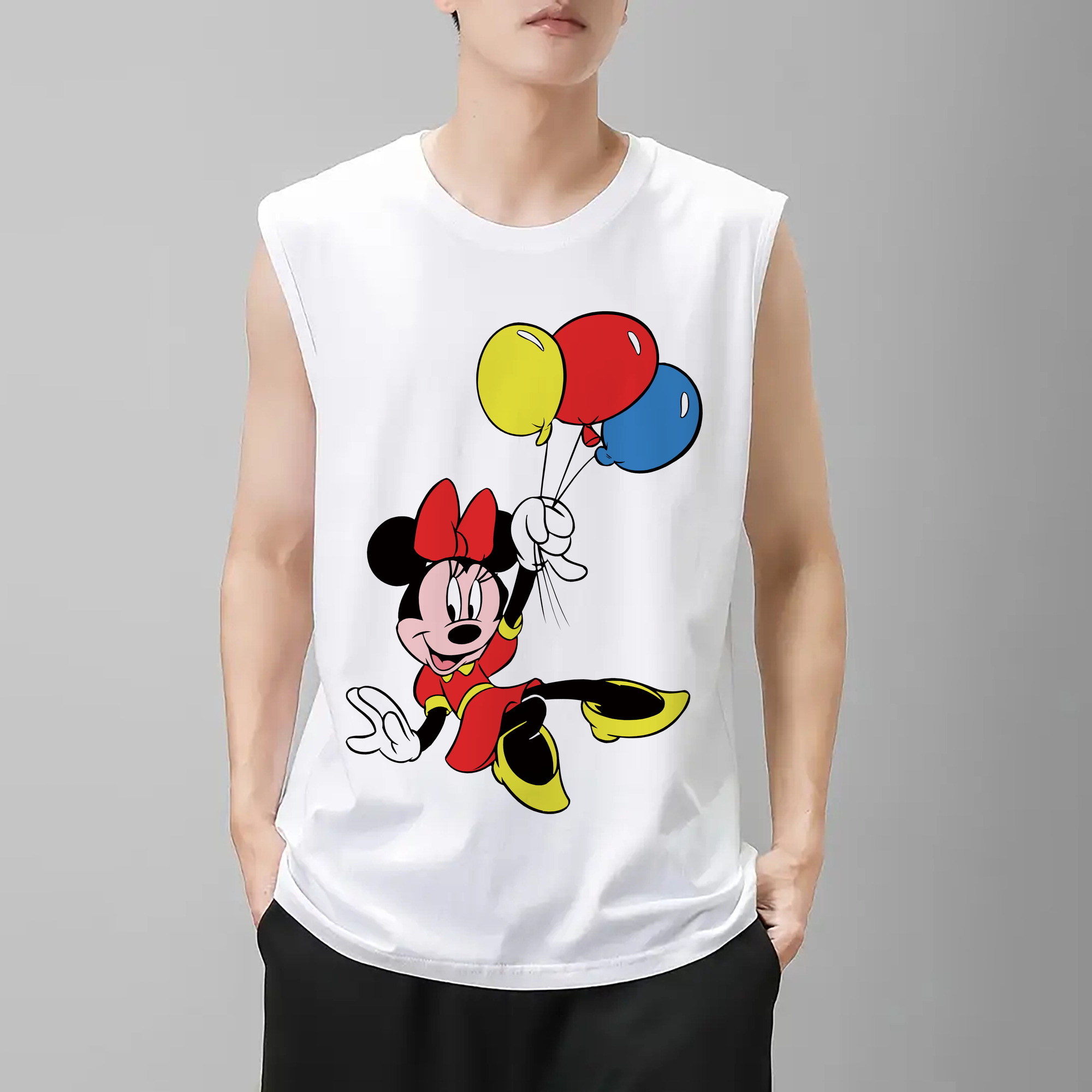 ミッキーマウス Mickey Mouse コットン100％タンクトップ（フロントプリント）