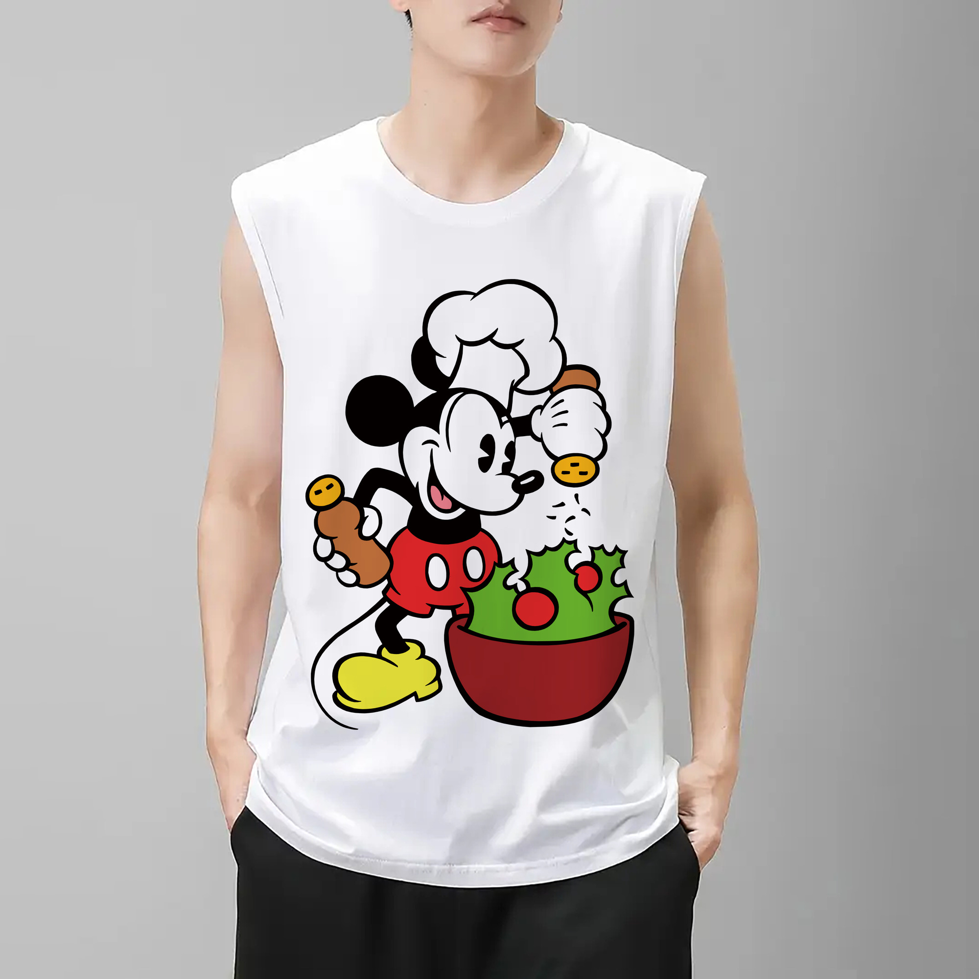 ミッキーマウス Mickey Mouse コットン100％タンクトップ（フロントプリント）