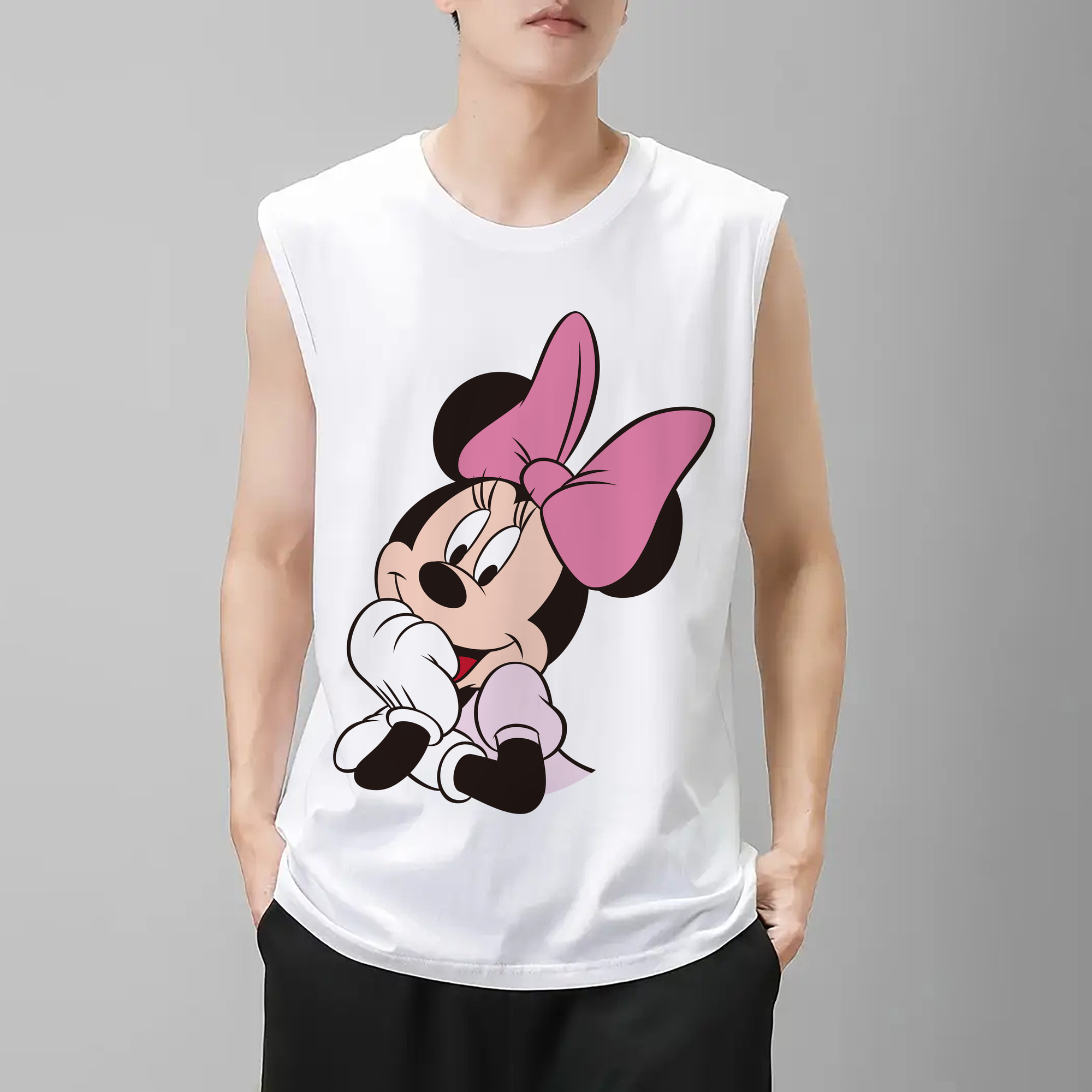 ミッキーマウス Mickey Mouse コットン100％タンクトップ（フロントプリント）