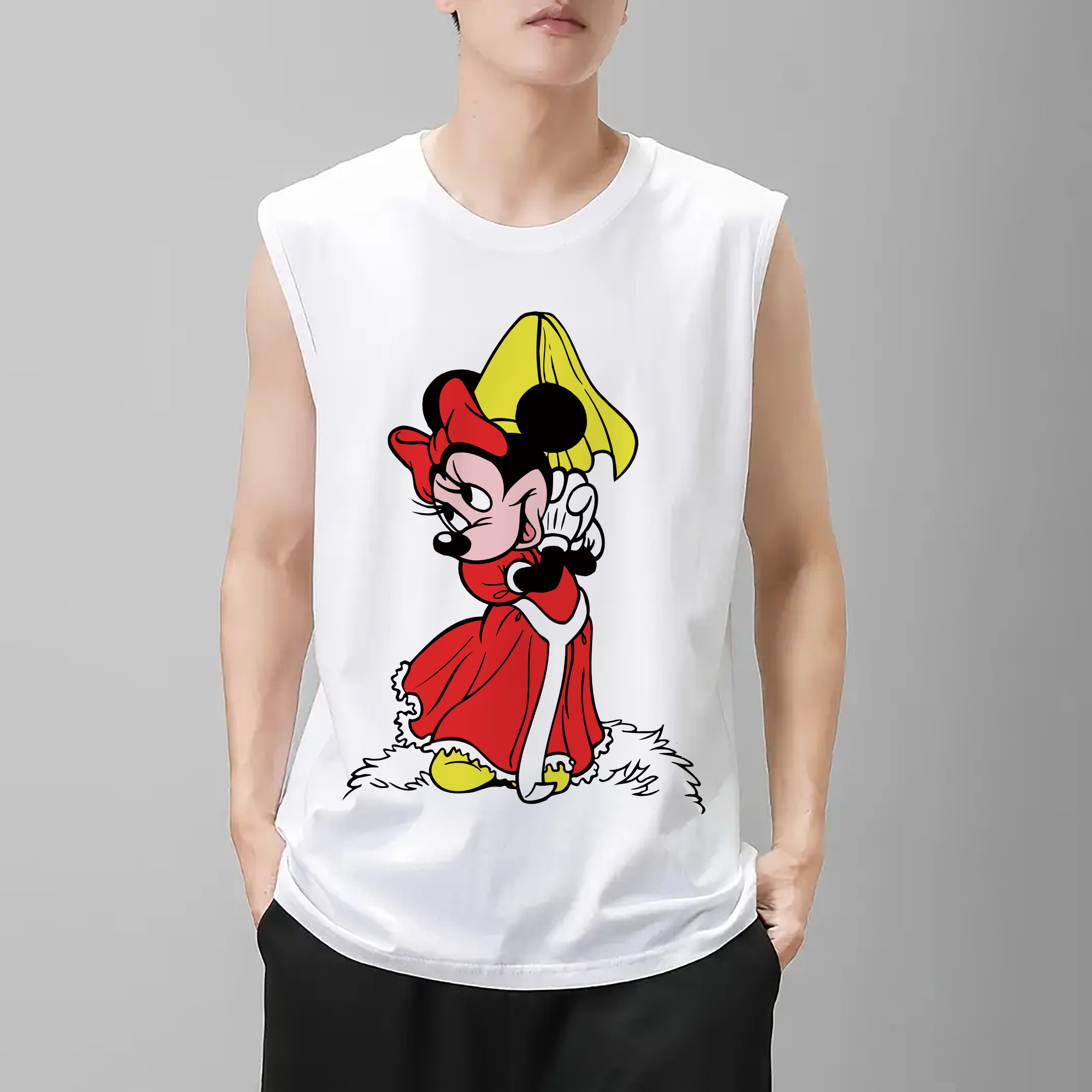 ミッキーマウス Mickey Mouse コットン100％タンクトップ（フロントプリント）